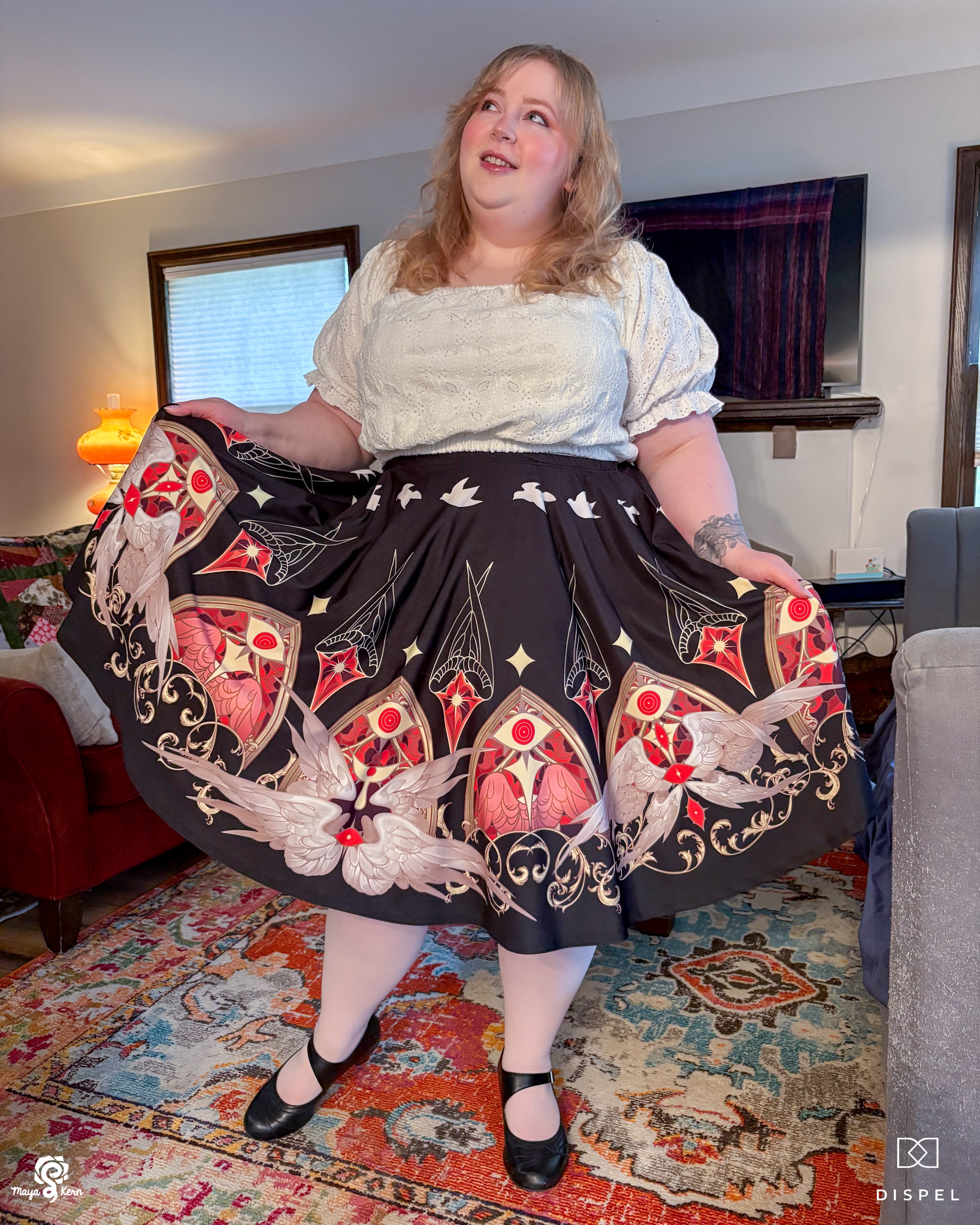 COLLAB: Dispel Dice Be Not Afraid Midi Skirt