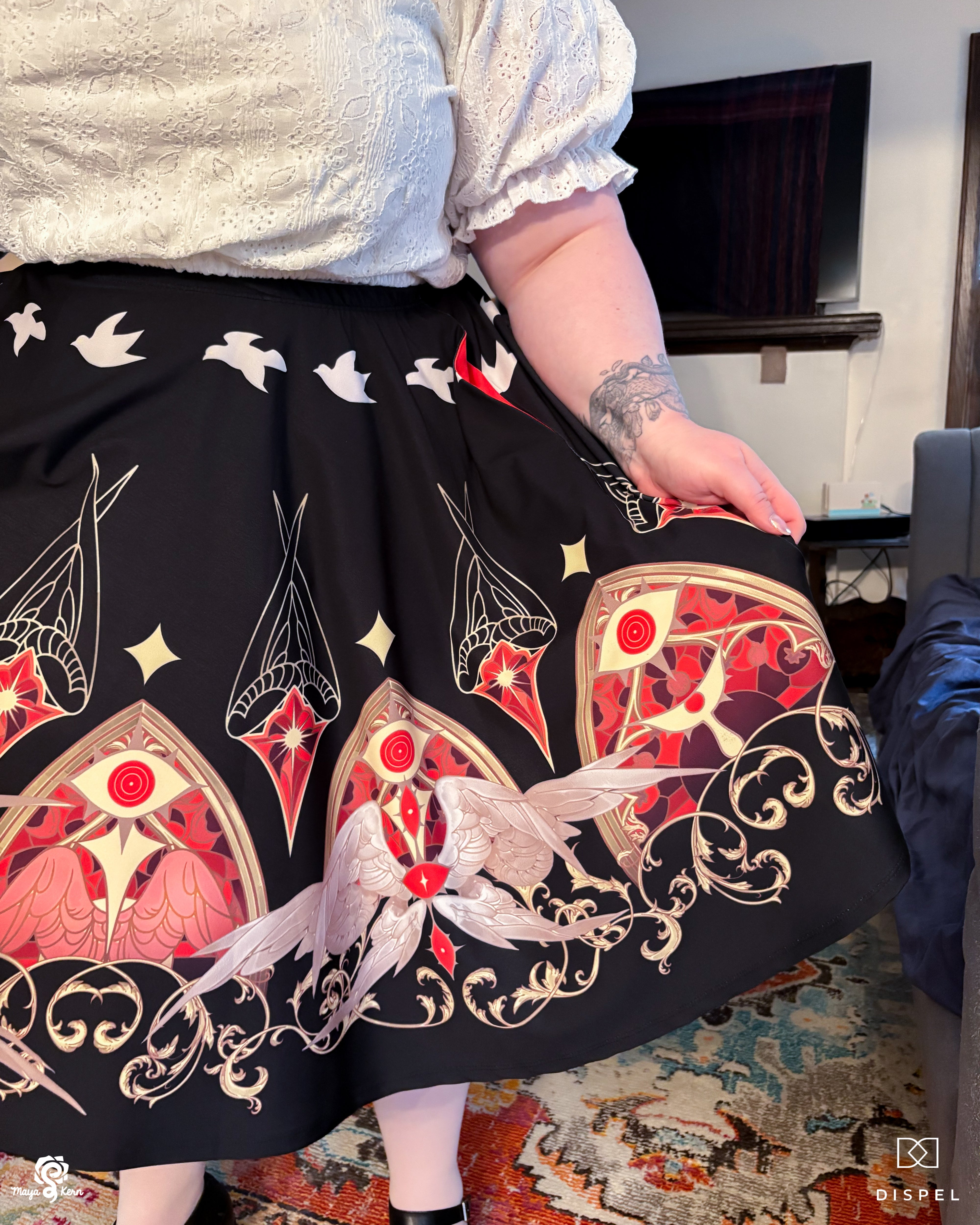 COLLAB: Dispel Dice Be Not Afraid Midi Skirt
