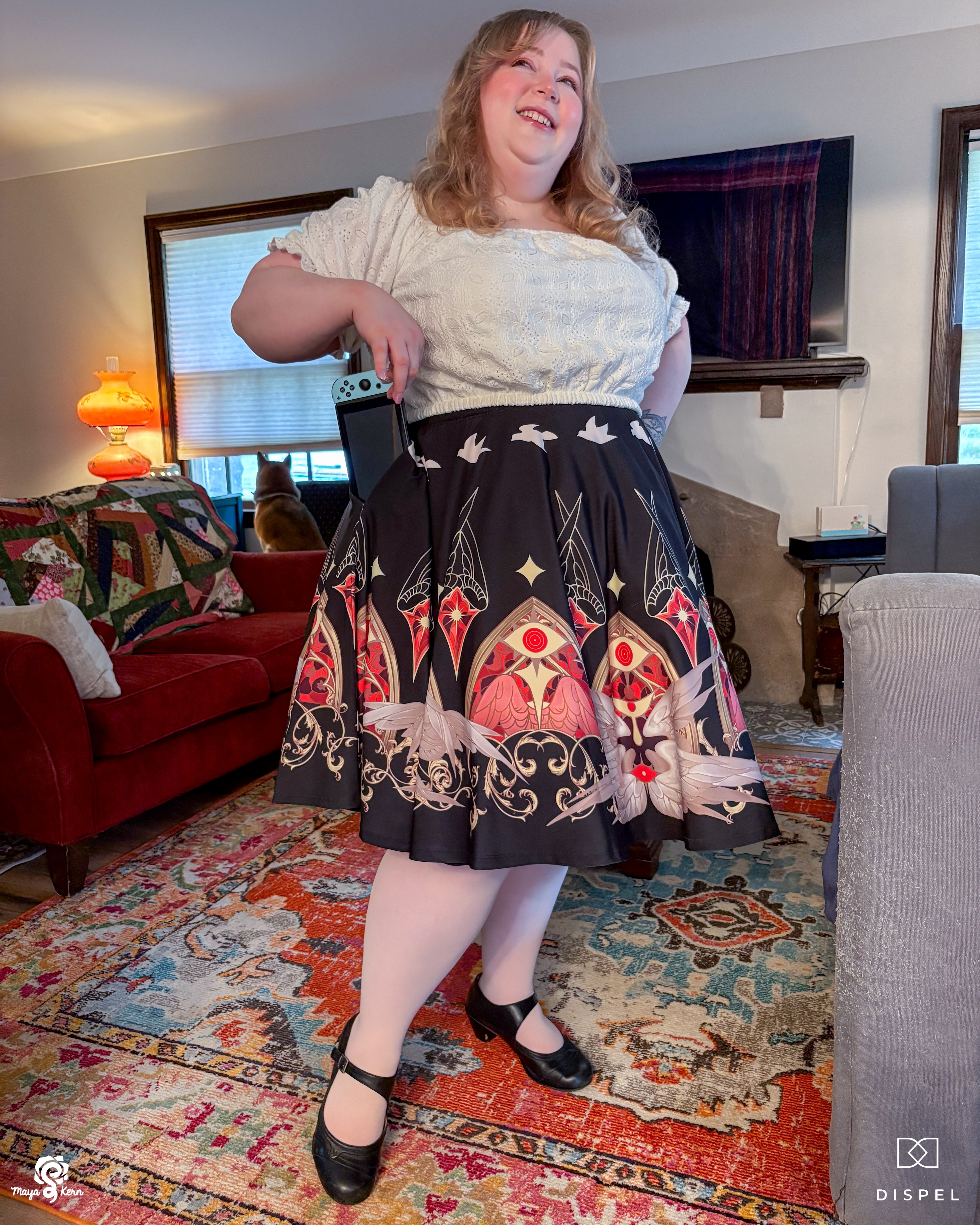 COLLAB: Dispel Dice Be Not Afraid Midi Skirt