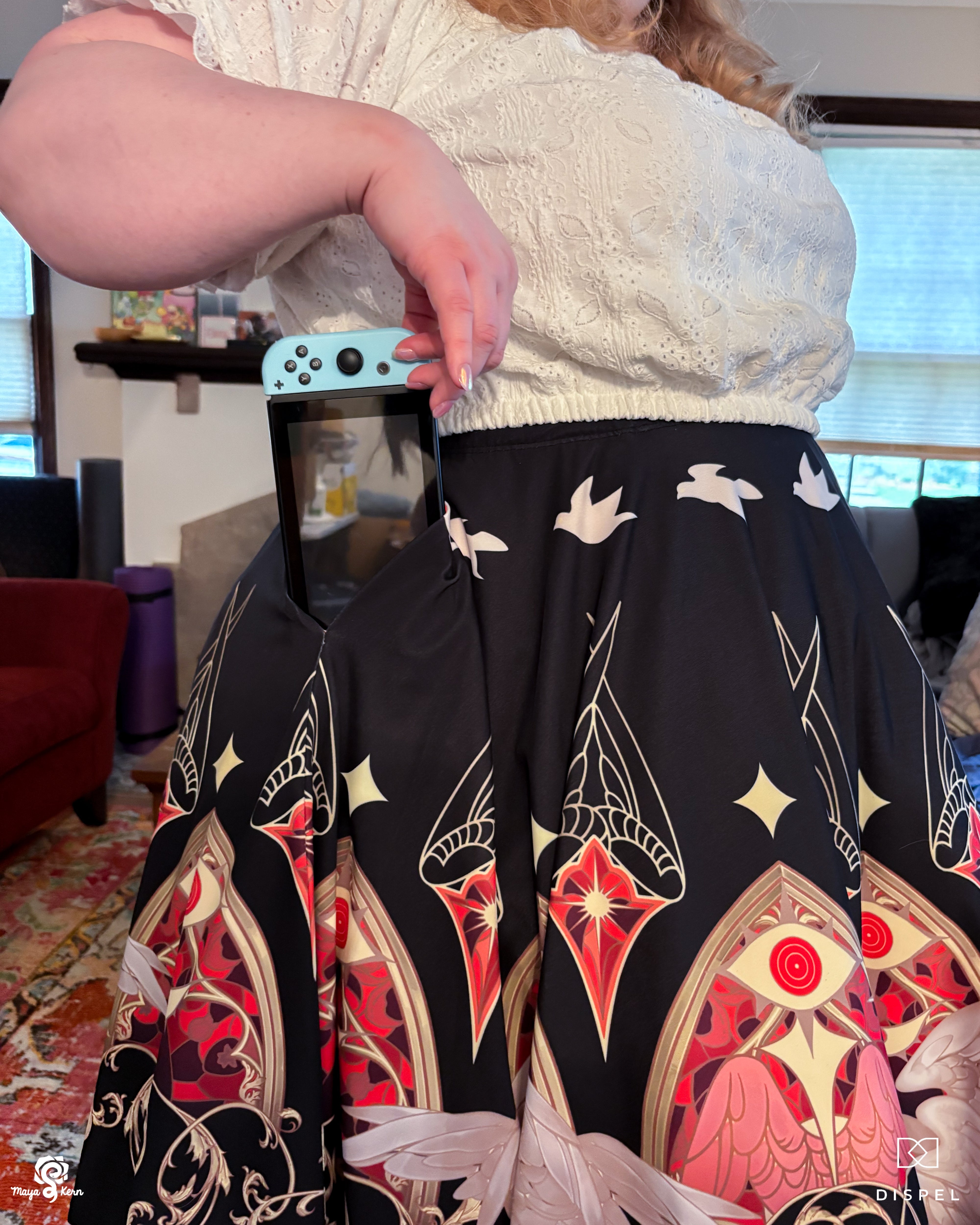 COLLAB: Dispel Dice Be Not Afraid Midi Skirt