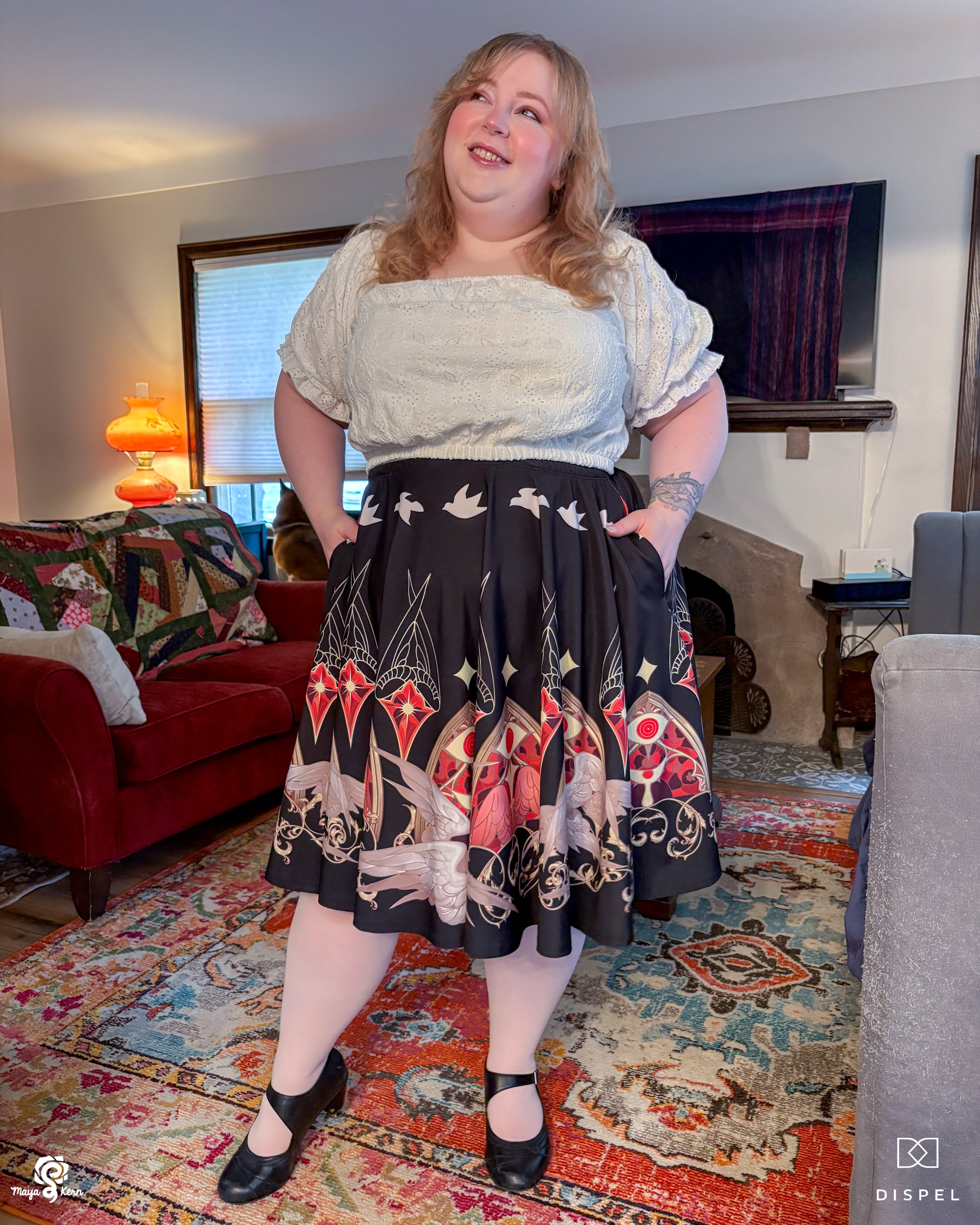 COLLAB: Dispel Dice Be Not Afraid Midi Skirt