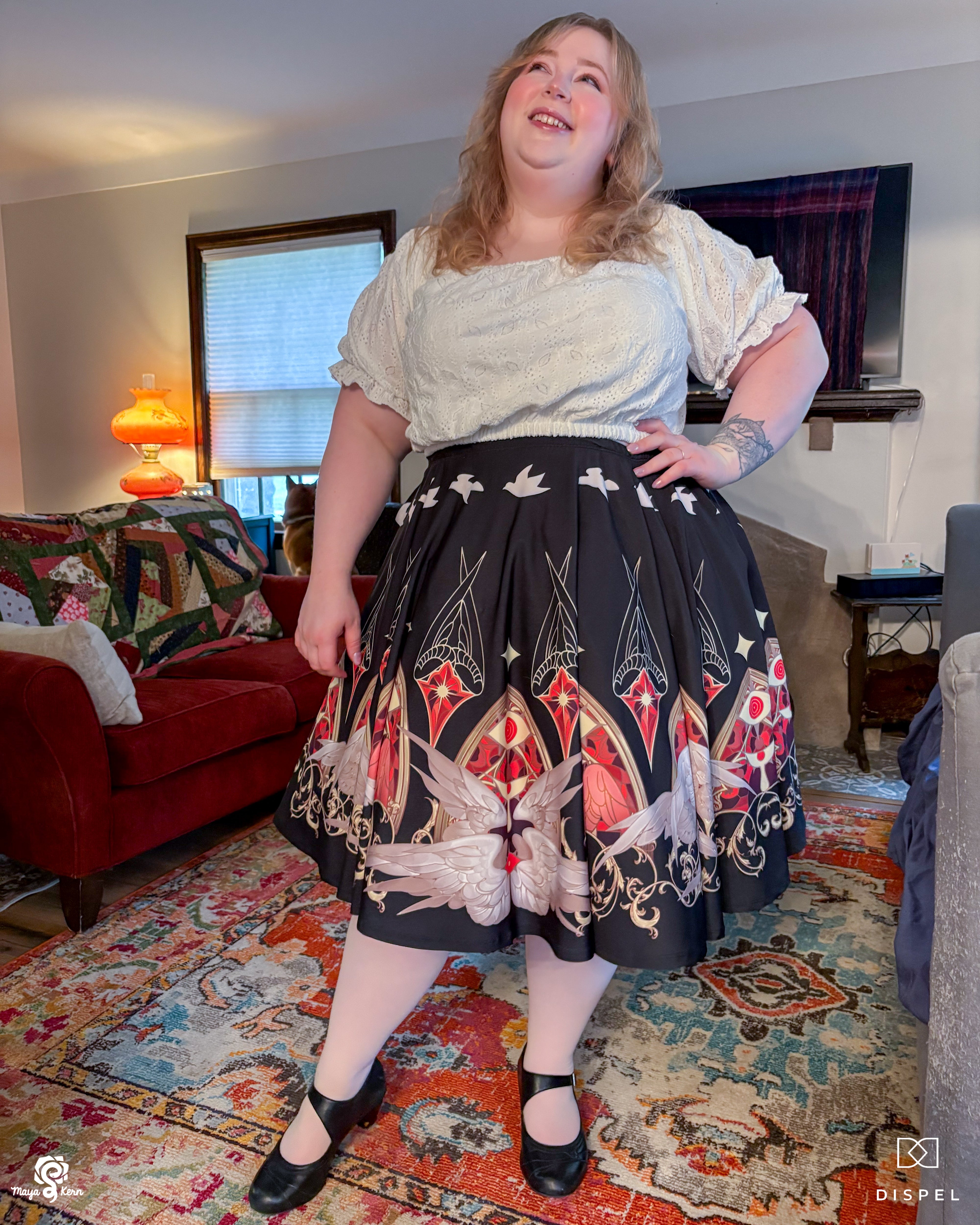 COLLAB: Dispel Dice Be Not Afraid Midi Skirt