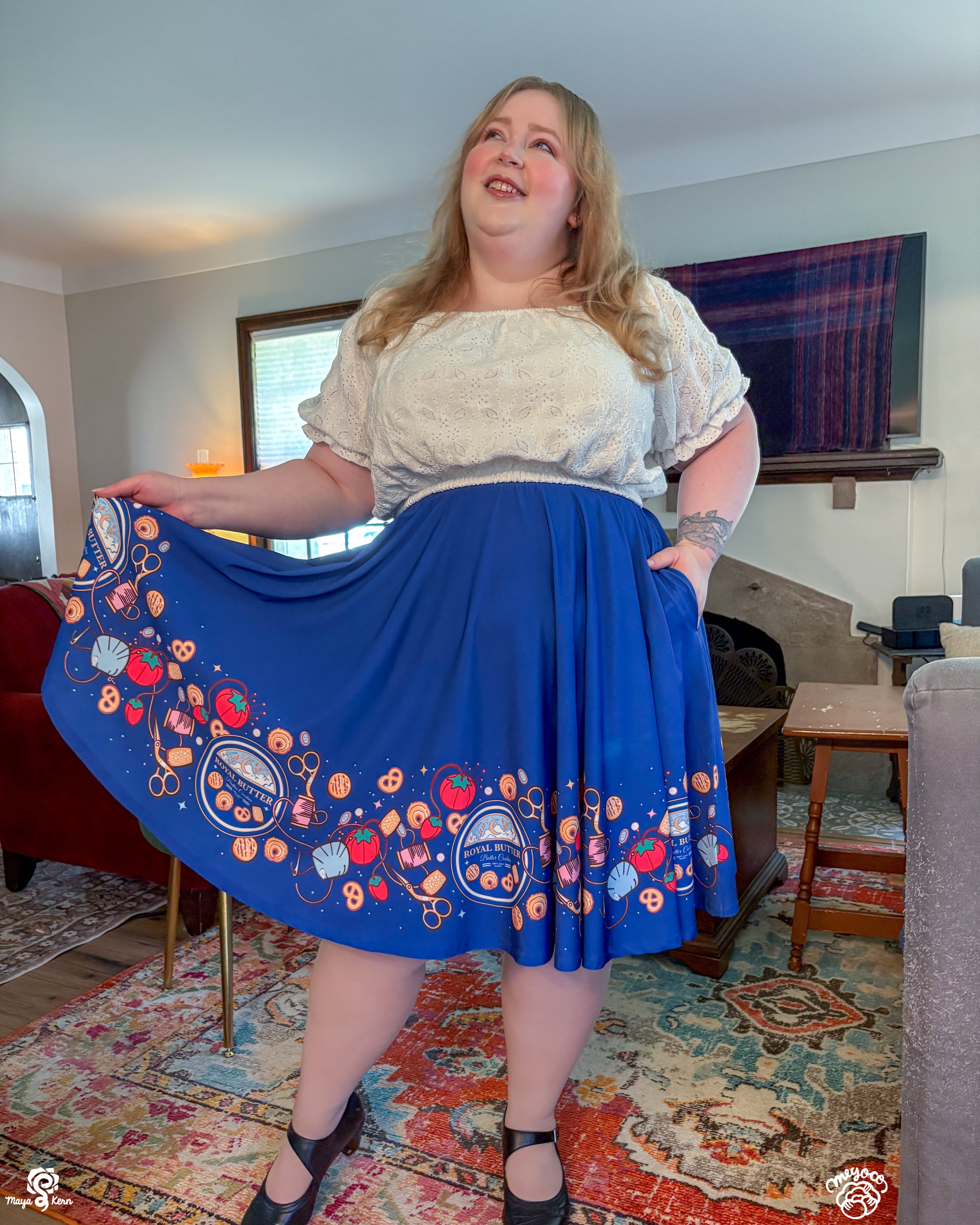 COLLAB: Meyoco Butter Cookies Sewing Tin Midi Skirt