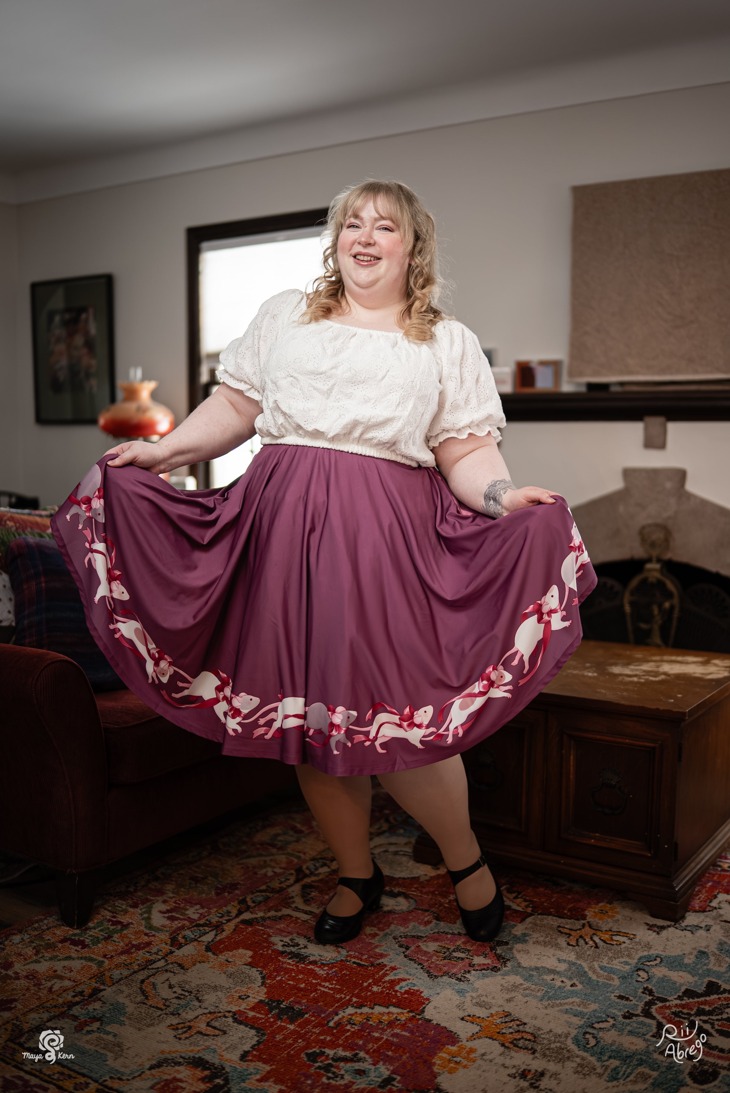 COLLAB: Rii Abrego — Fancy Rats Midi Skirt