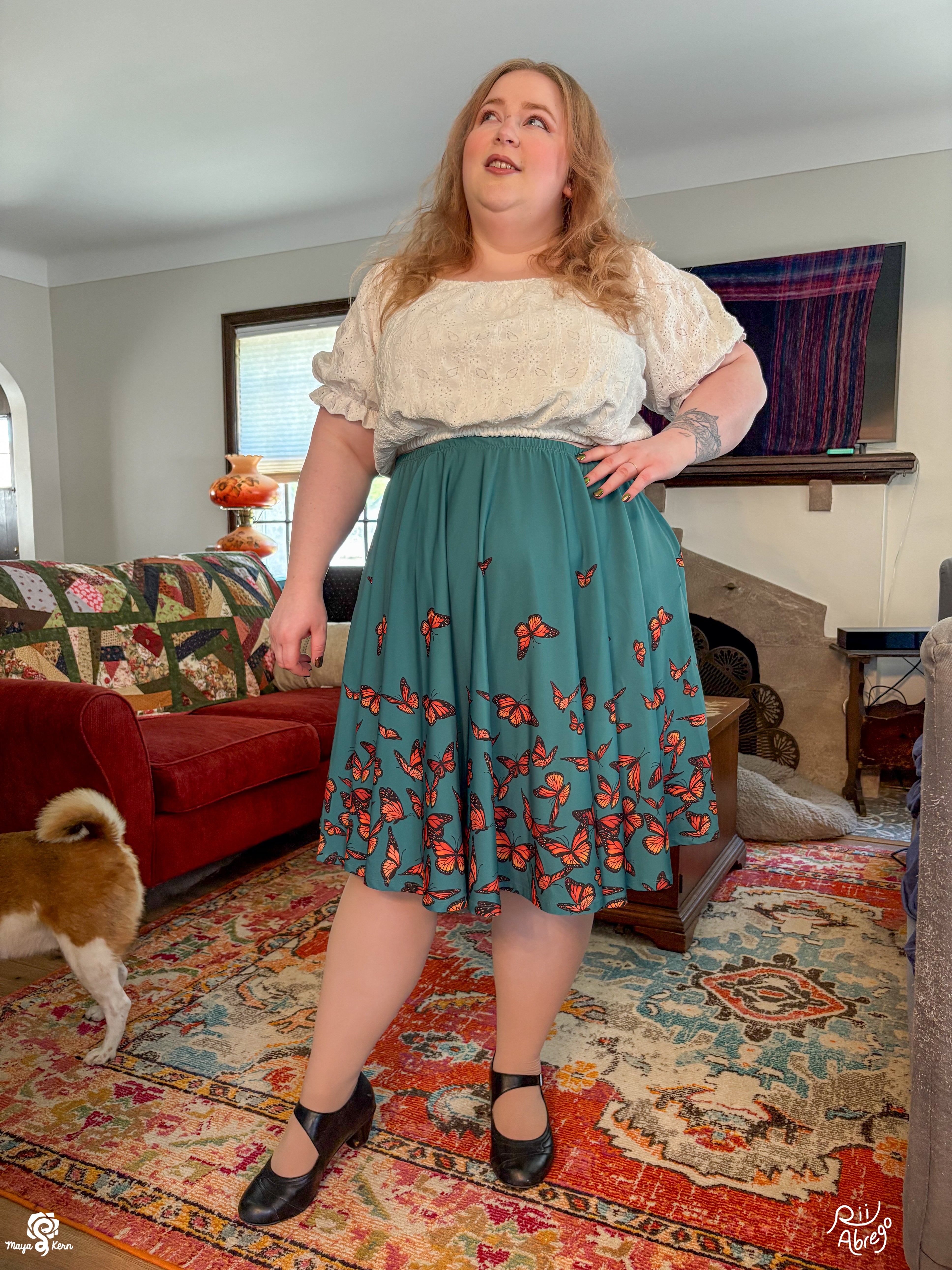 COLLAB: Rii Abrego Monarch Butterflies Midi Skirt