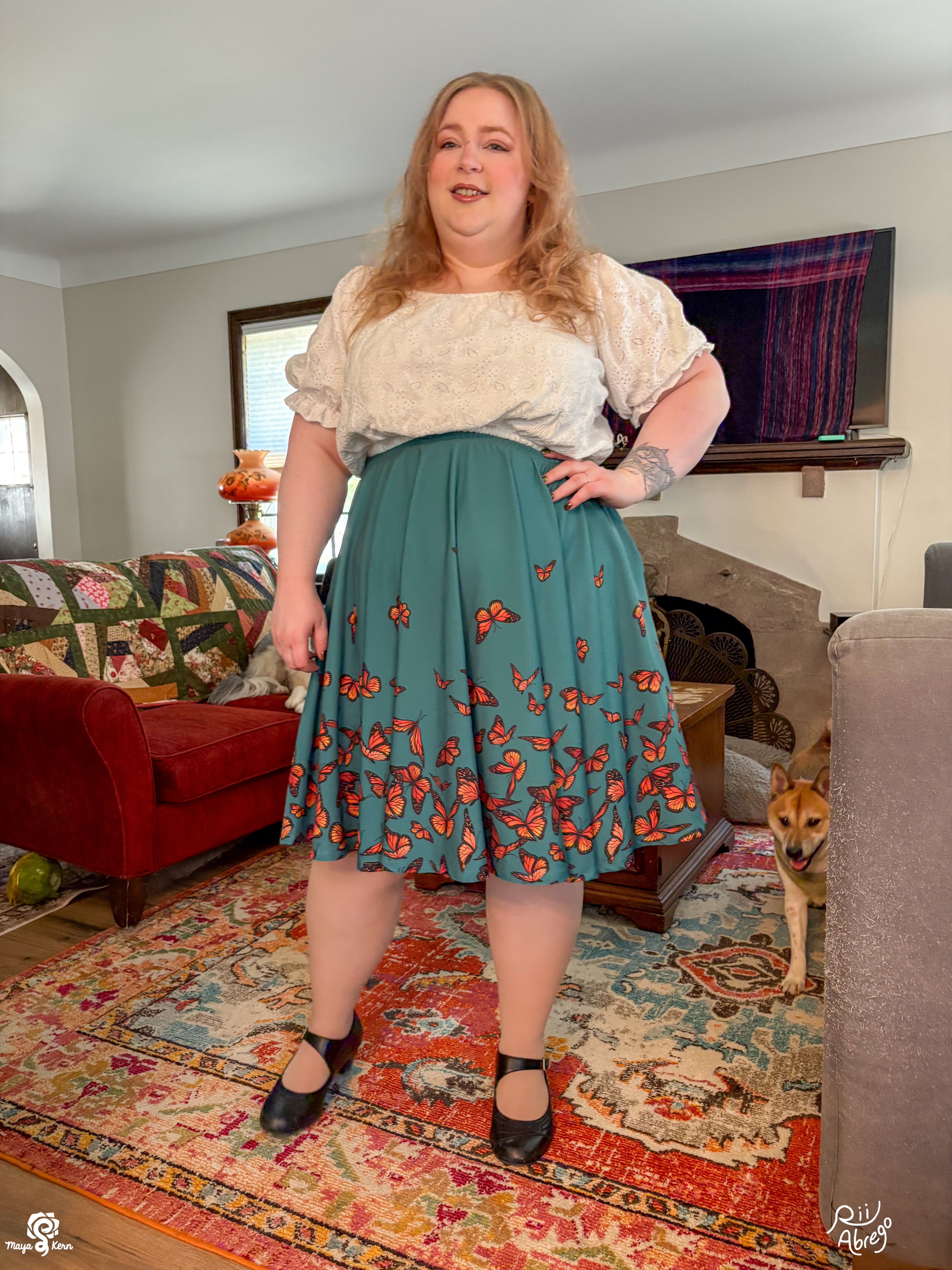 COLLAB: Rii Abrego Monarch Butterflies Midi Skirt