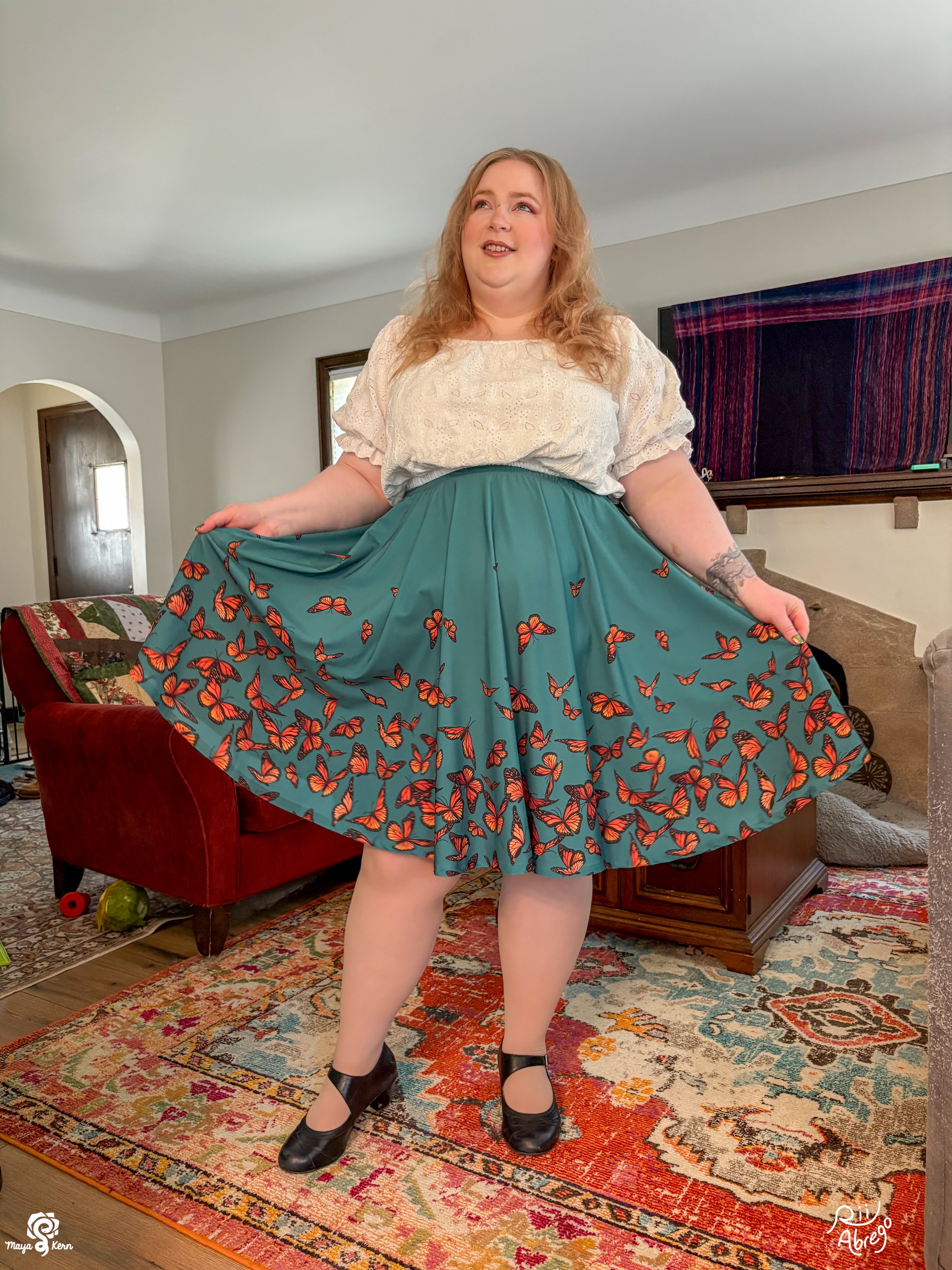 COLLAB: Rii Abrego Monarch Butterflies Midi Skirt