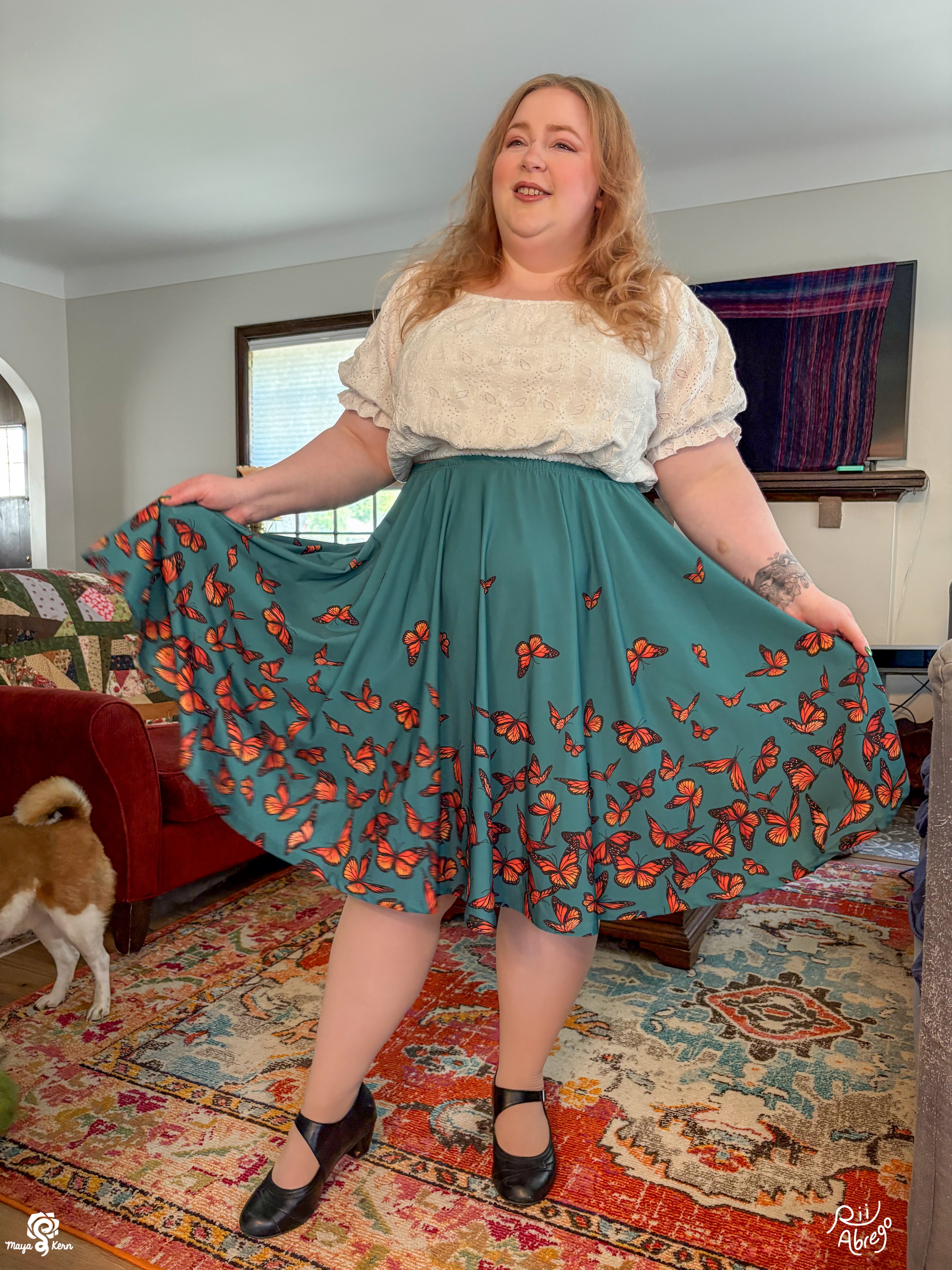 COLLAB: Rii Abrego Monarch Butterflies Midi Skirt