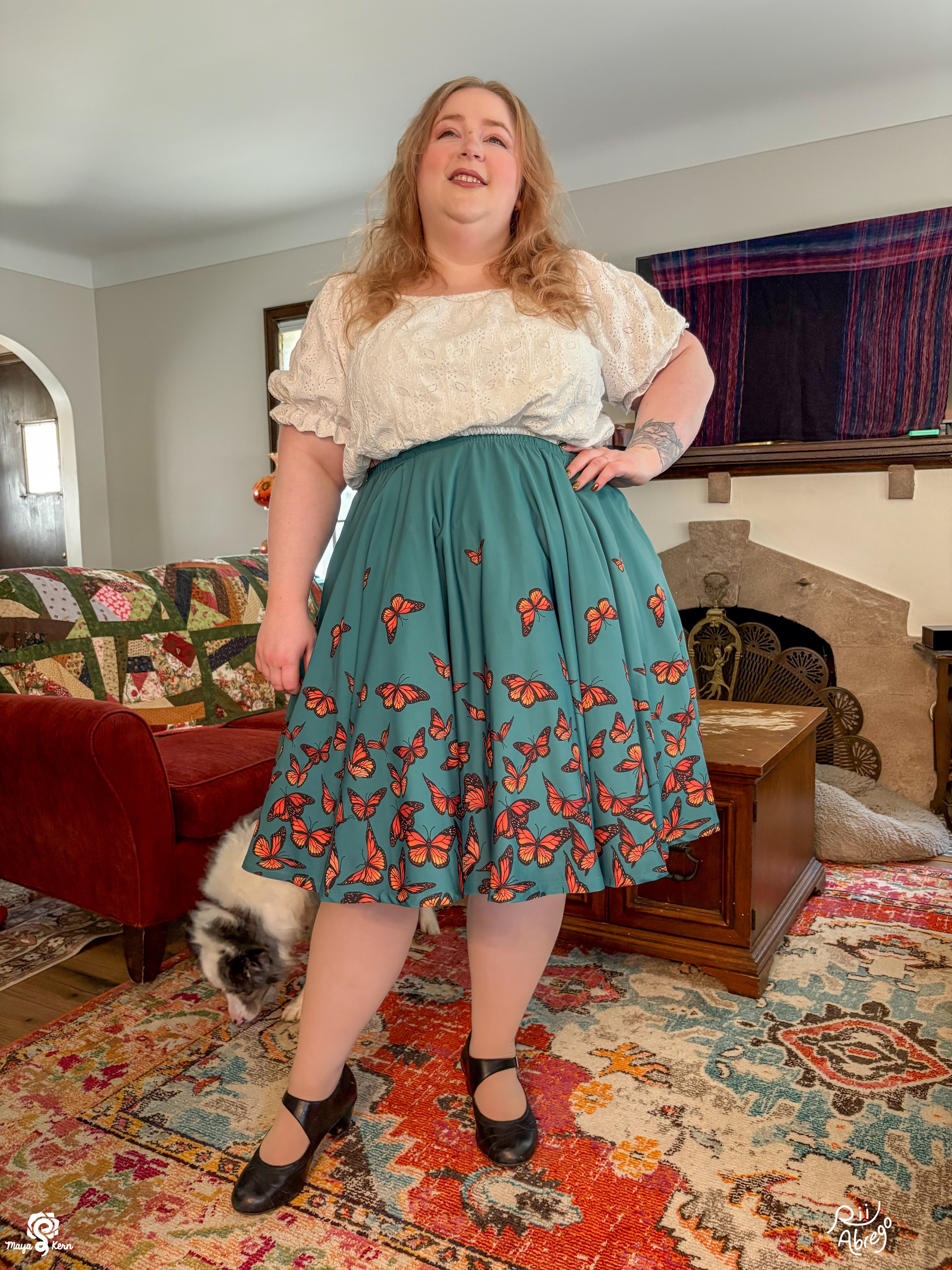 COLLAB: Rii Abrego Monarch Butterflies Midi Skirt