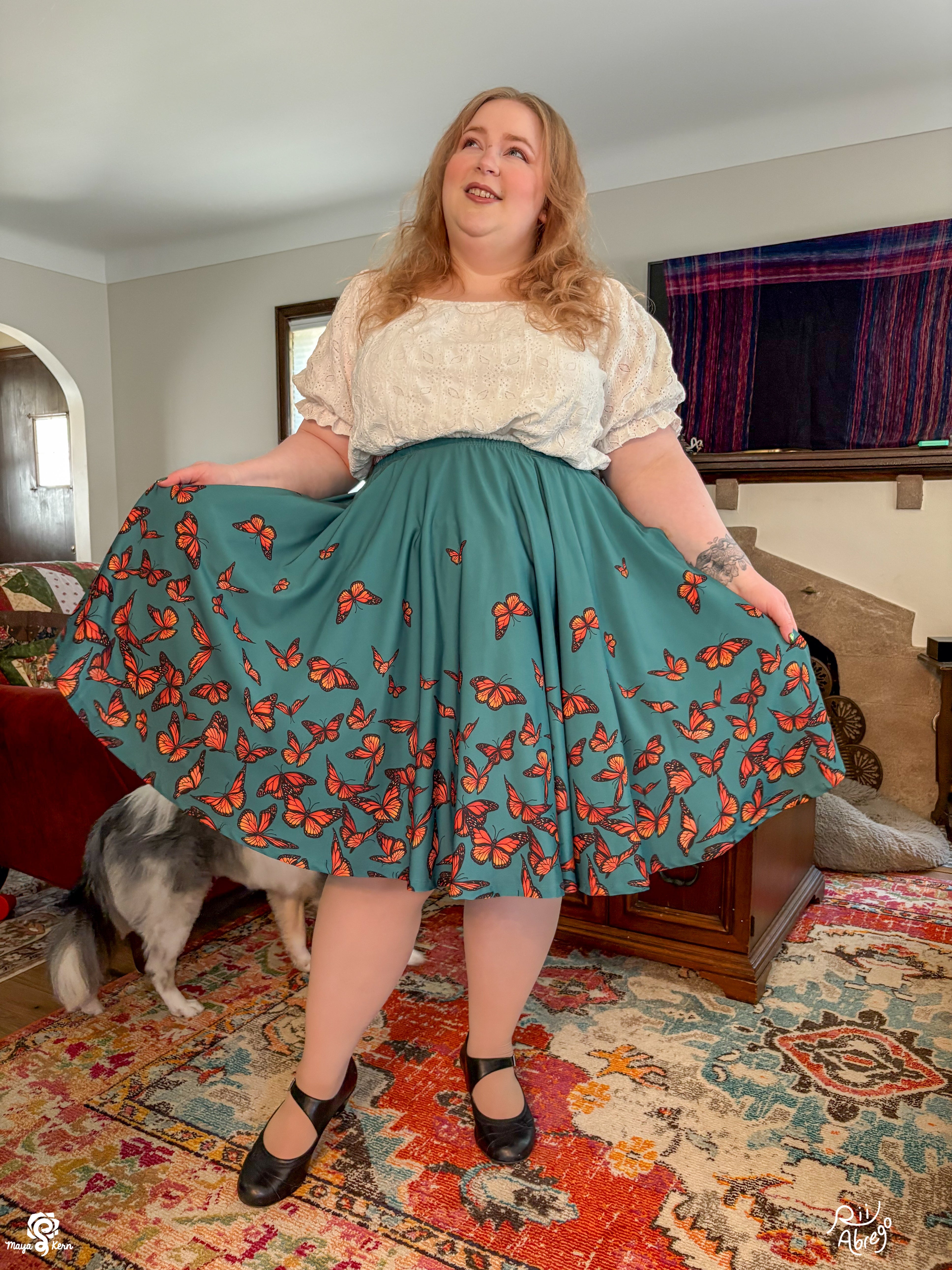 COLLAB: Rii Abrego Monarch Butterflies Midi Skirt