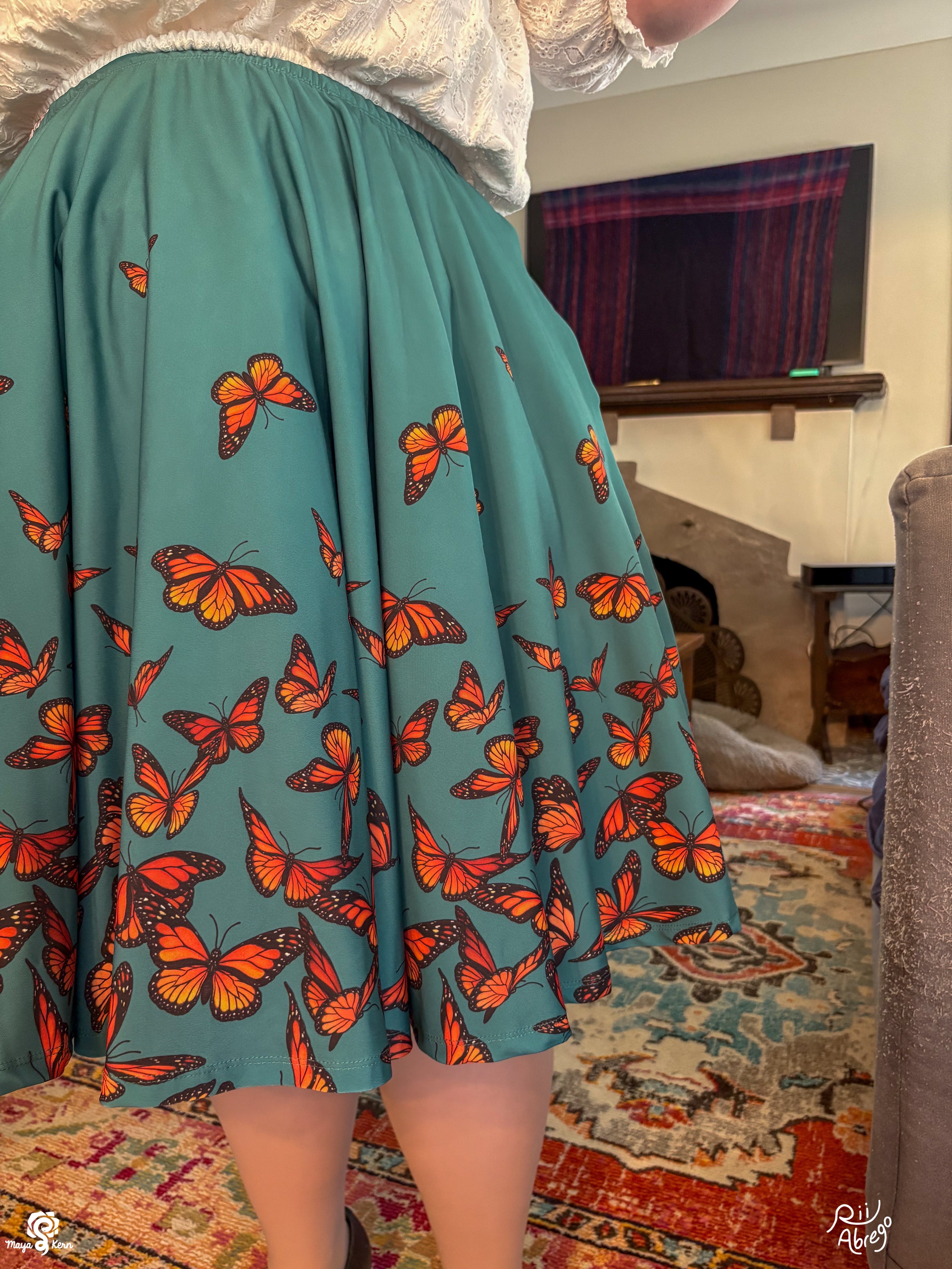 COLLAB: Rii Abrego Monarch Butterflies Midi Skirt