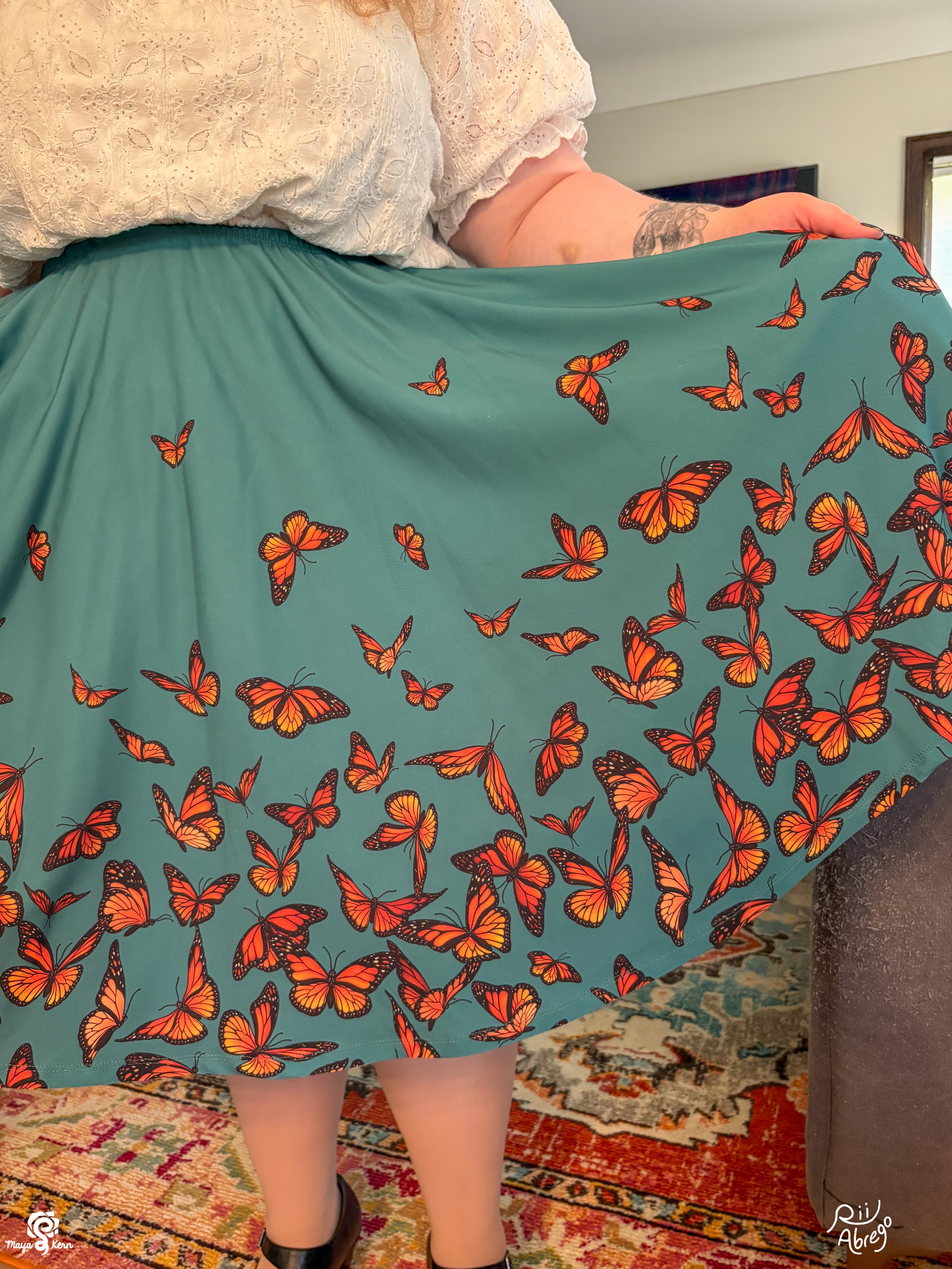COLLAB: Rii Abrego Monarch Butterflies Midi Skirt