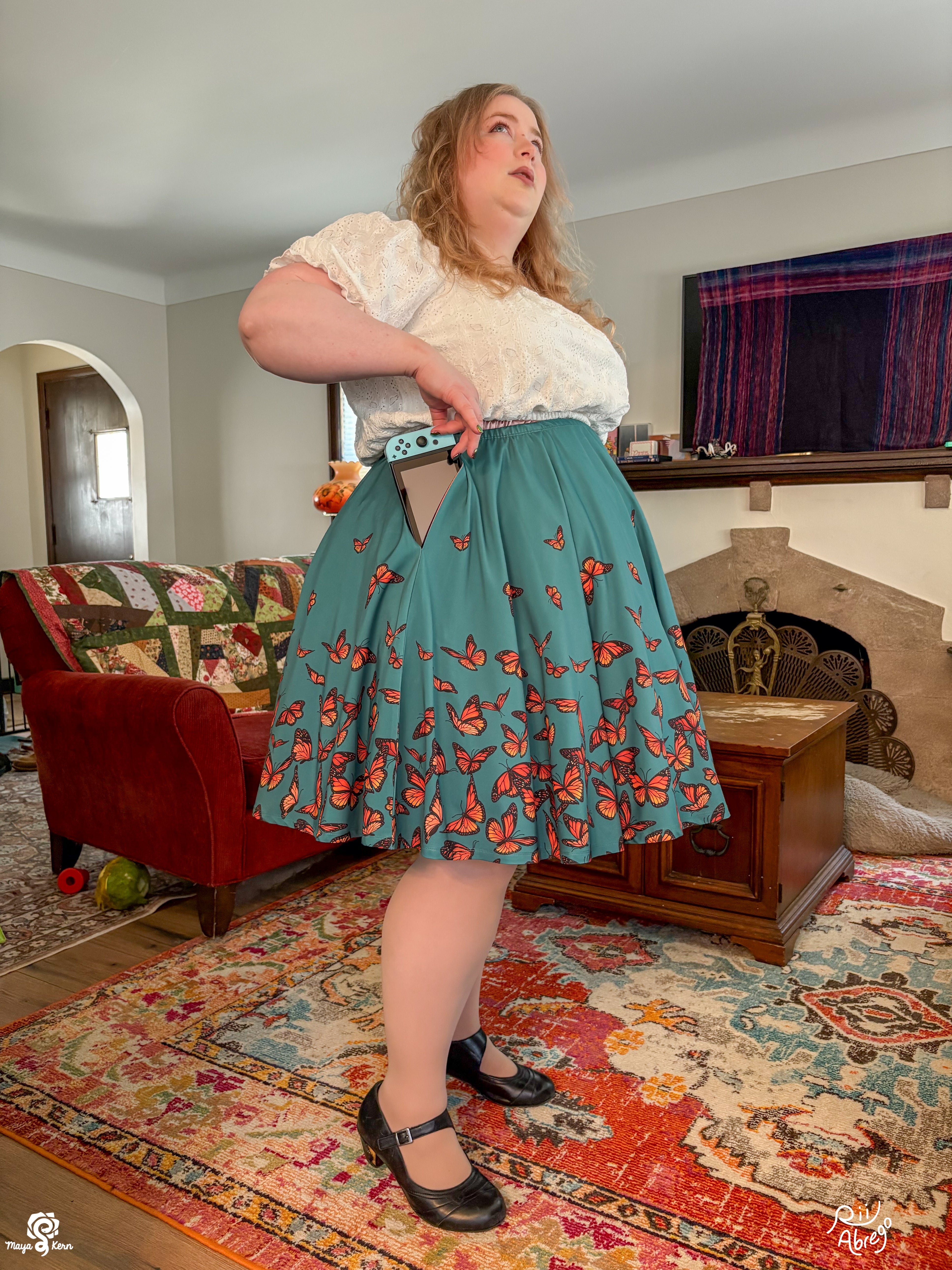 COLLAB: Rii Abrego Monarch Butterflies Midi Skirt