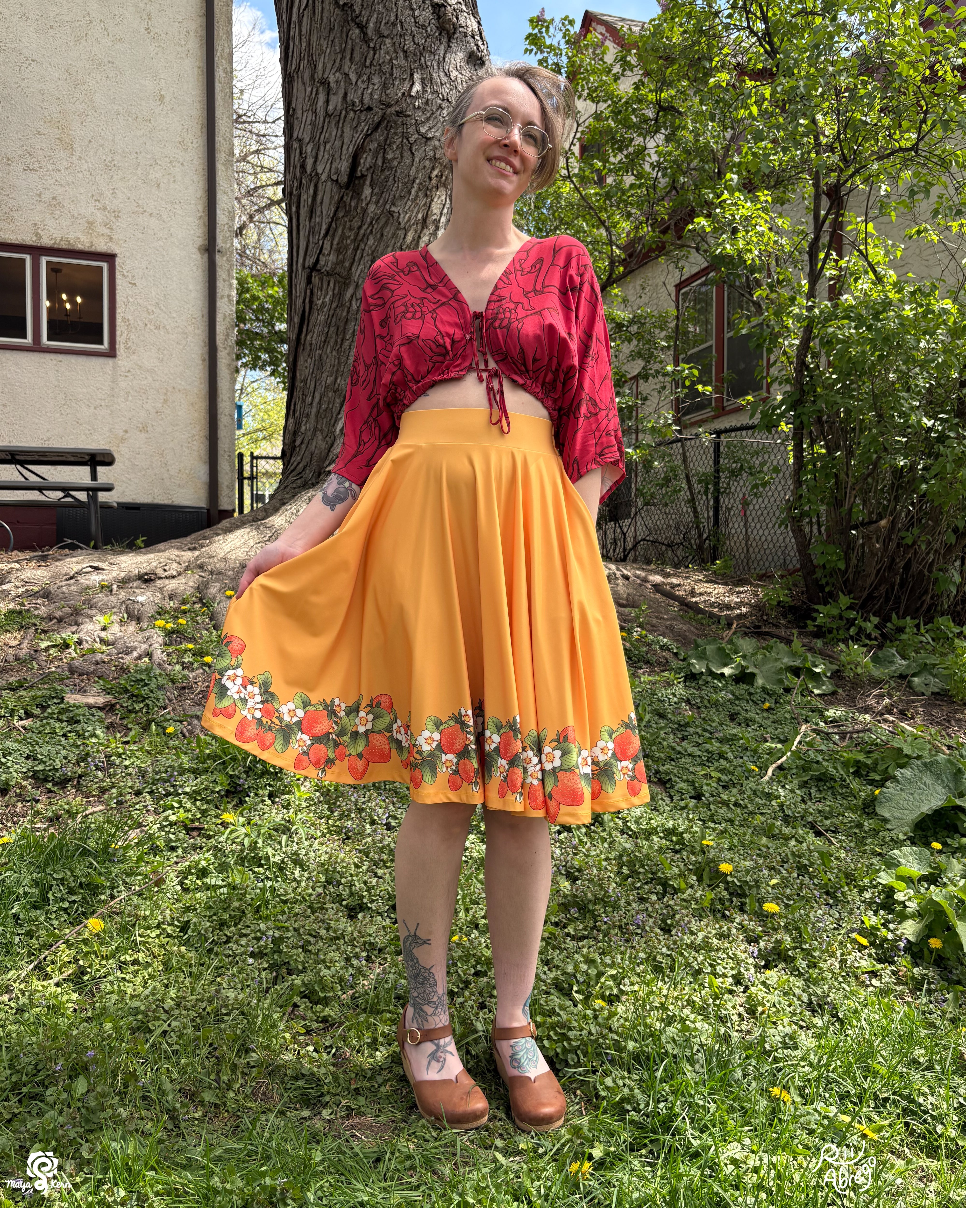 COLLAB: Rii Abrego Strawberry Yellow Circle Skirt