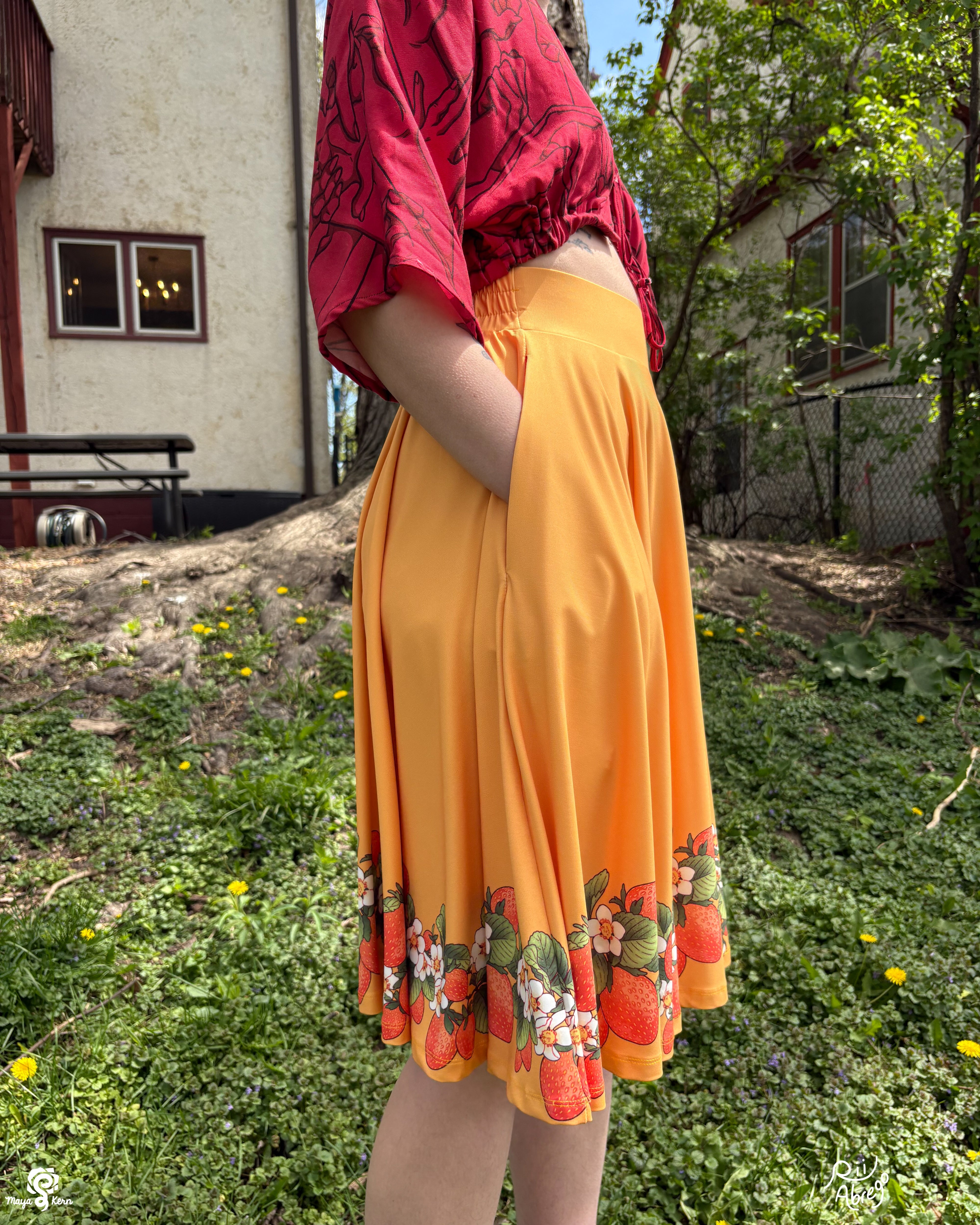 COLLAB: Rii Abrego Strawberry Yellow Circle Skirt