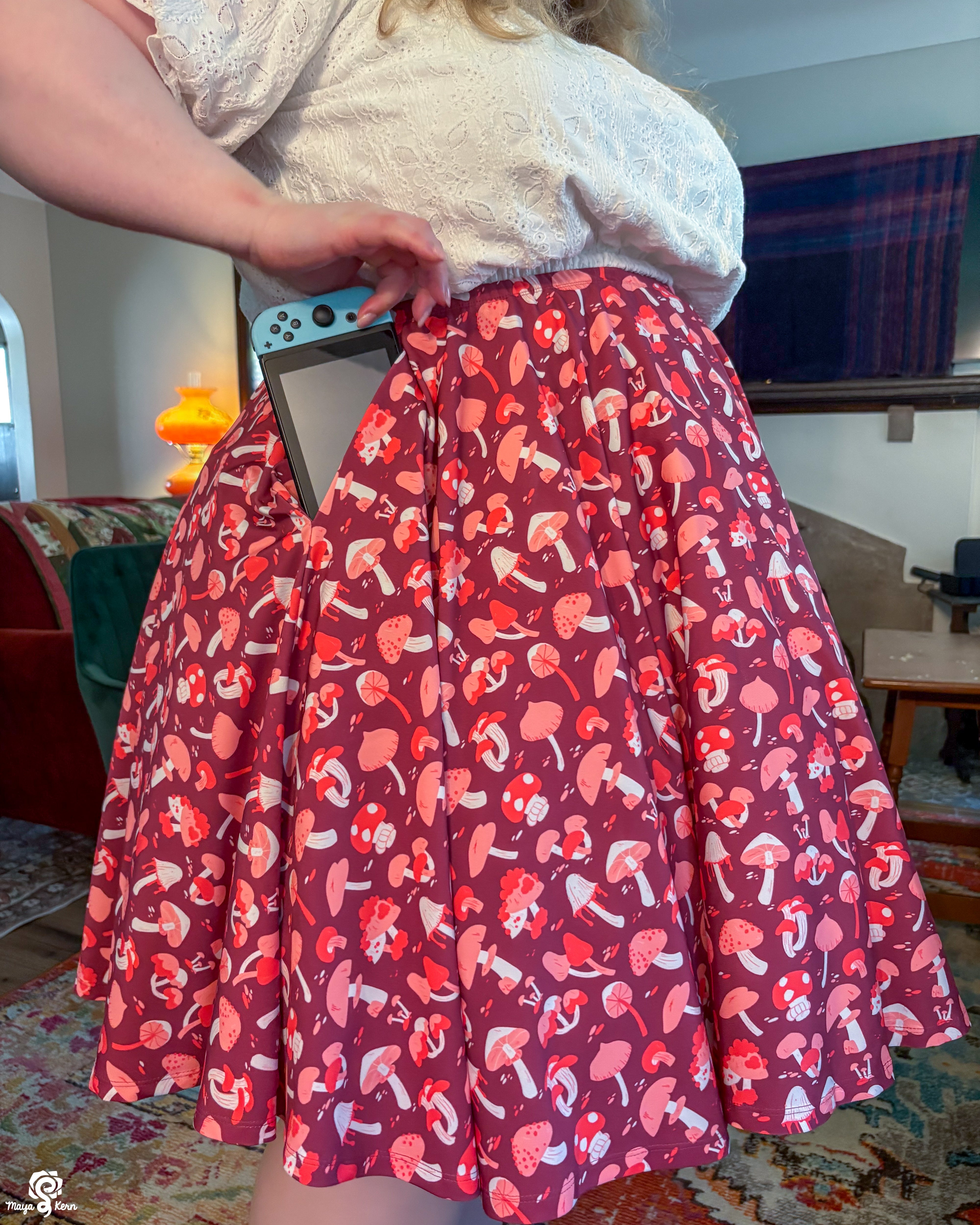 Mushroom Autumn Midi Skirt