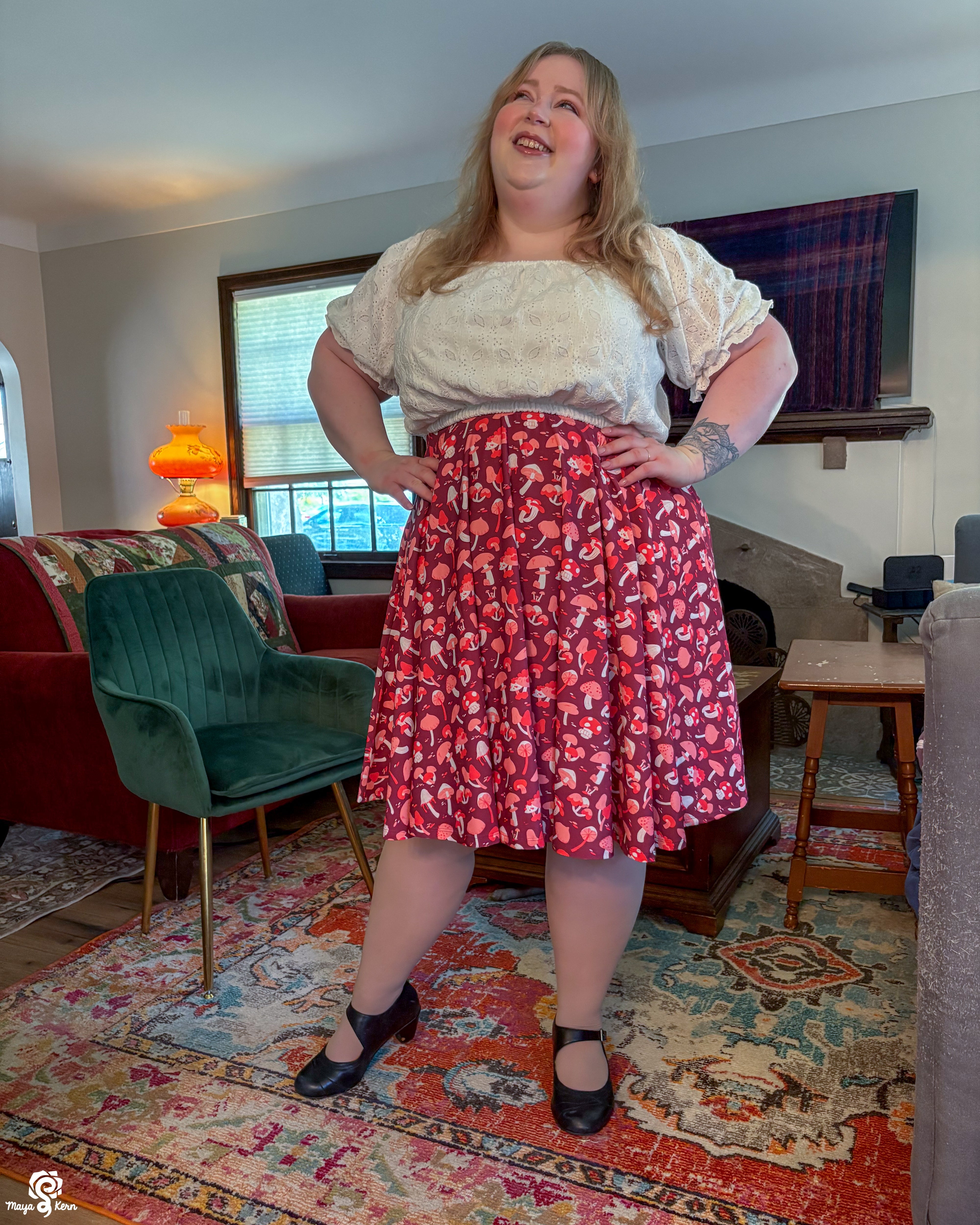 Mushroom Autumn Midi Skirt