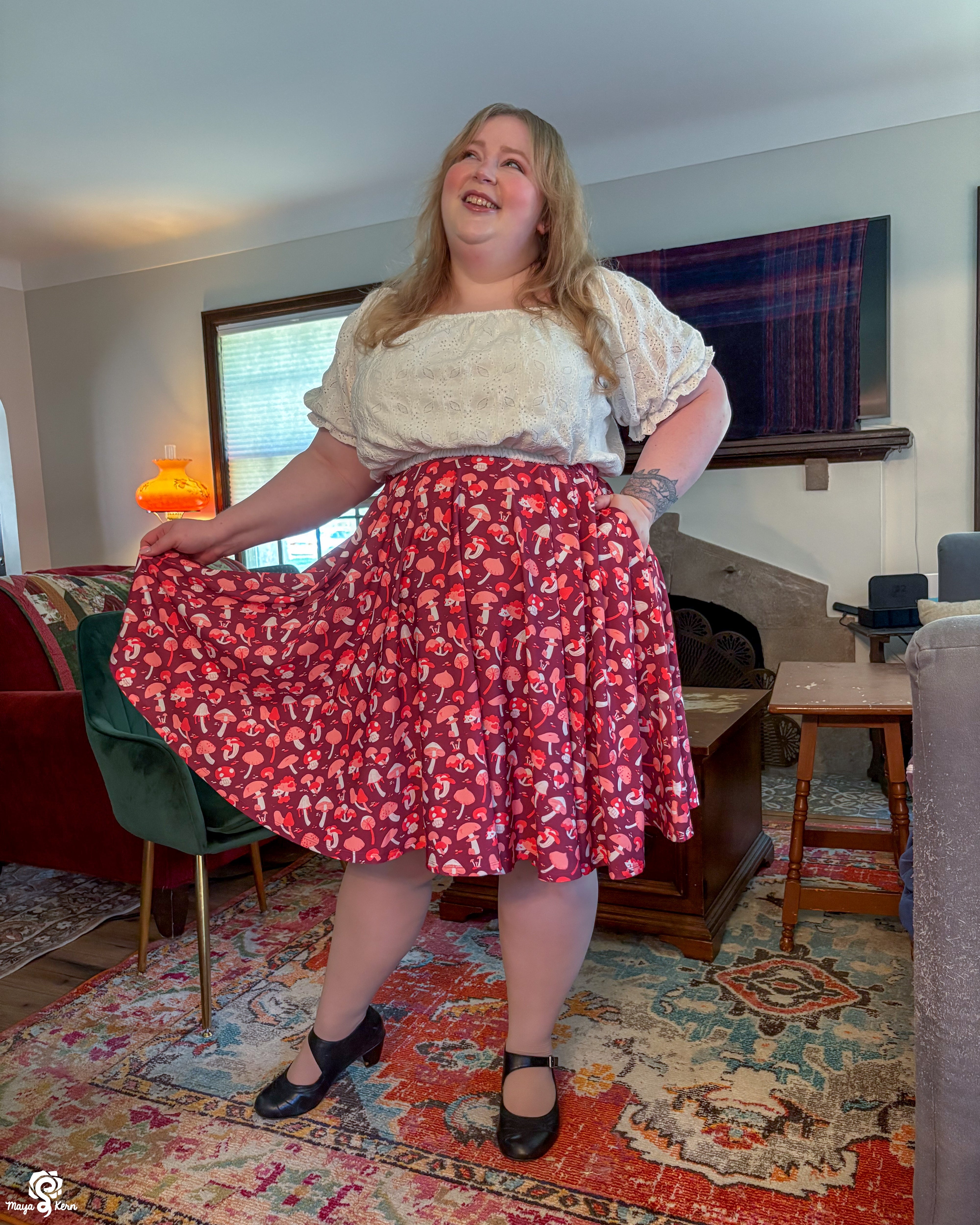 Mushroom Autumn Midi Skirt