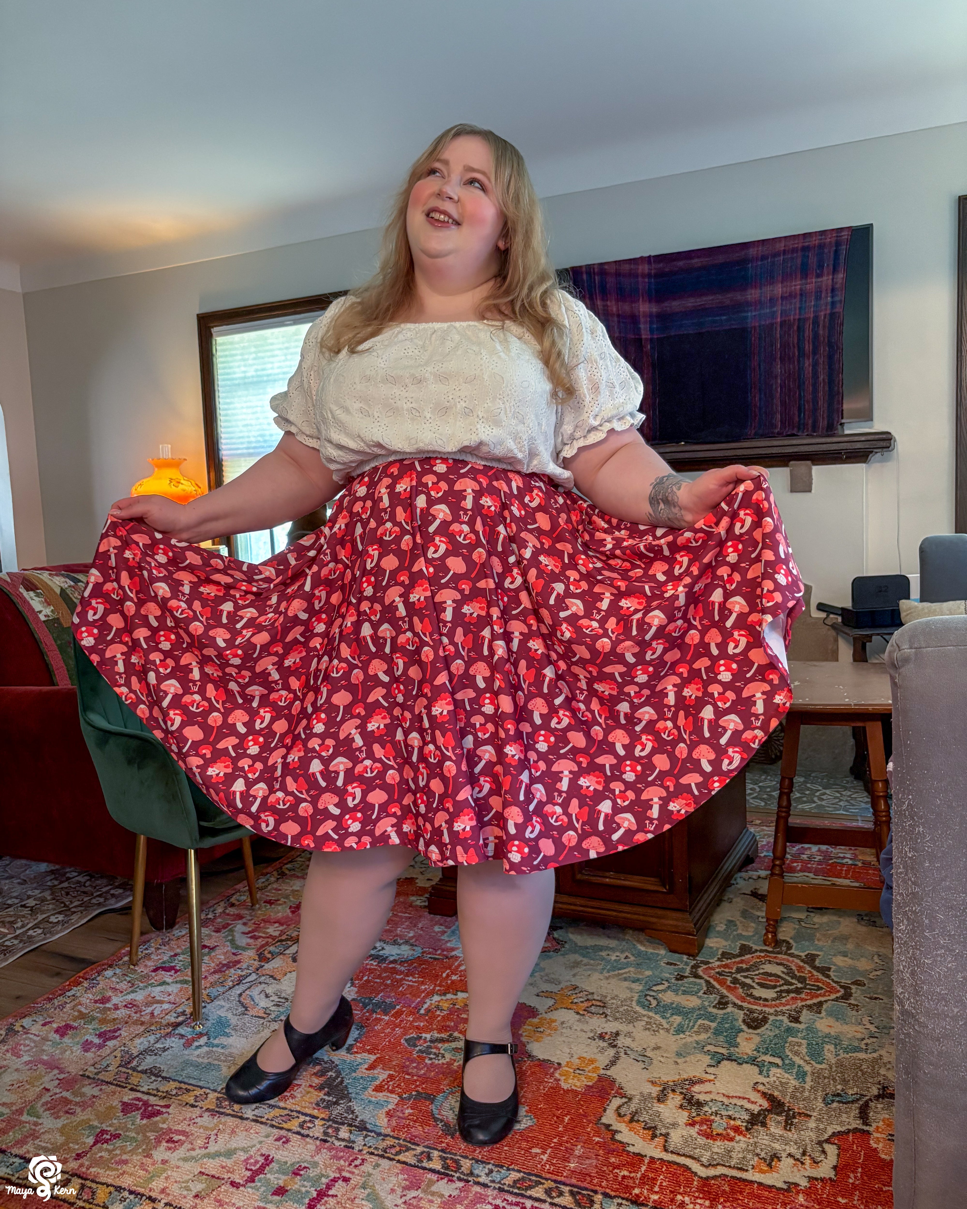 Mushroom Autumn Midi Skirt