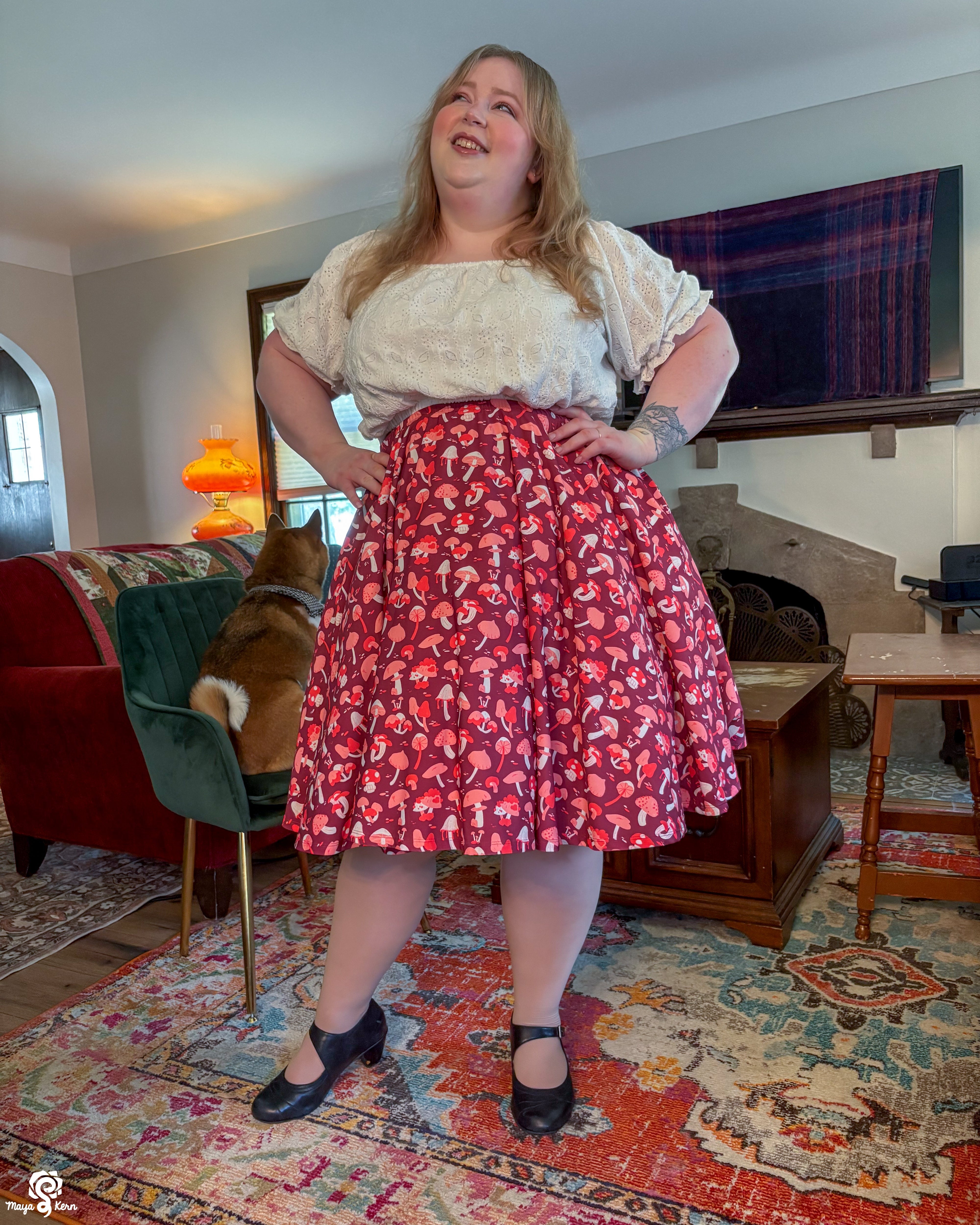 Mushroom Autumn Midi Skirt