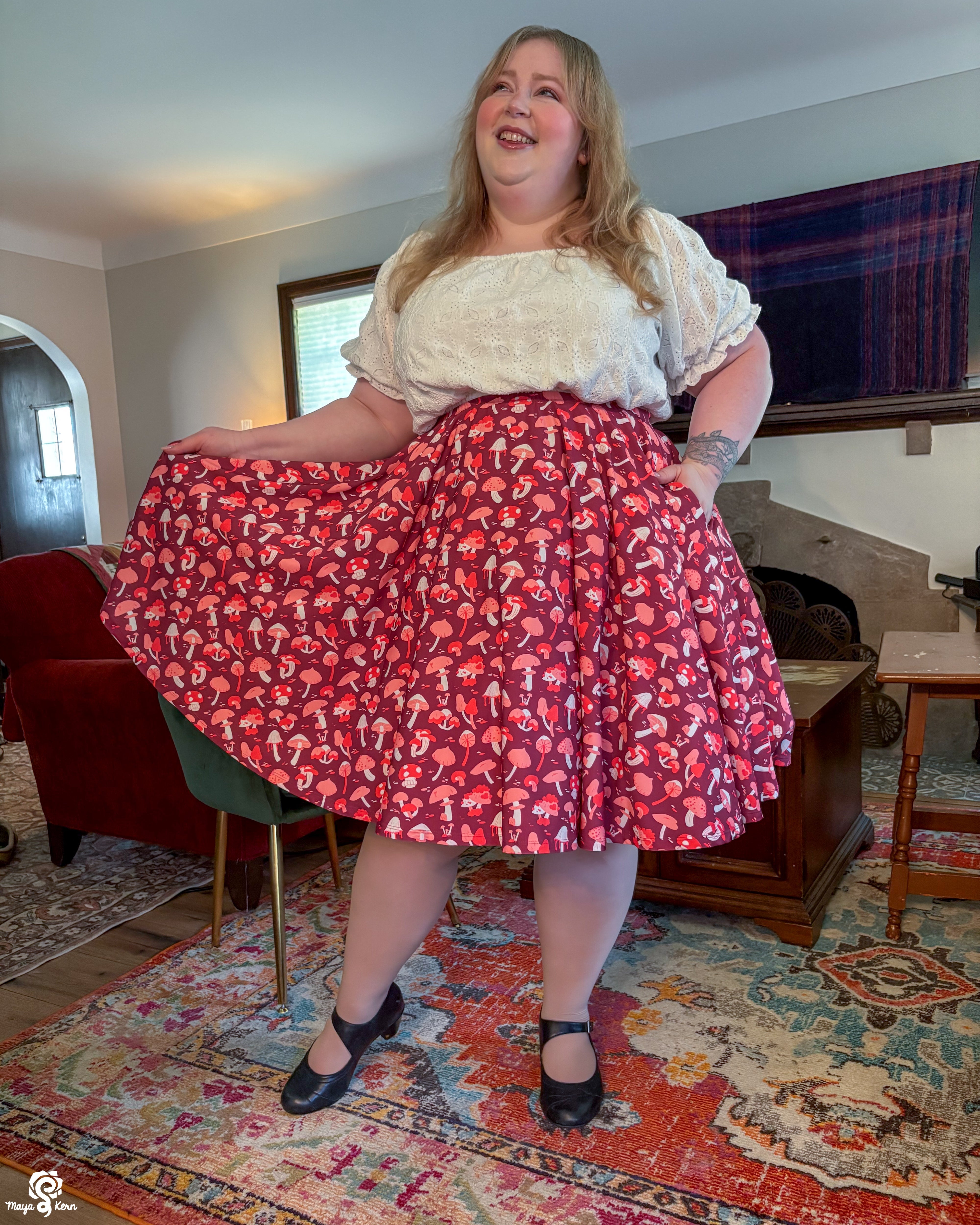 Mushroom Autumn Midi Skirt