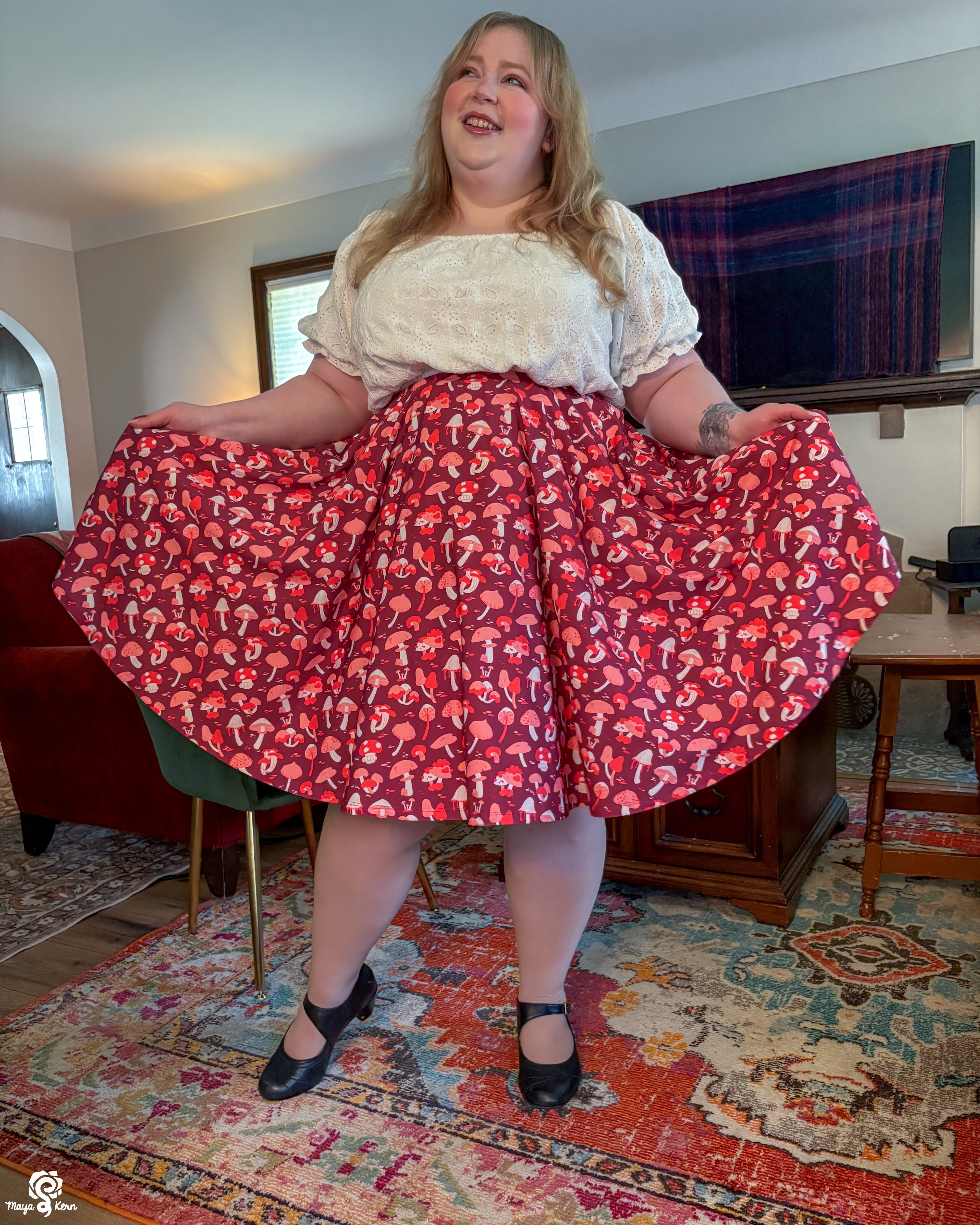 Mushroom Autumn Midi Skirt