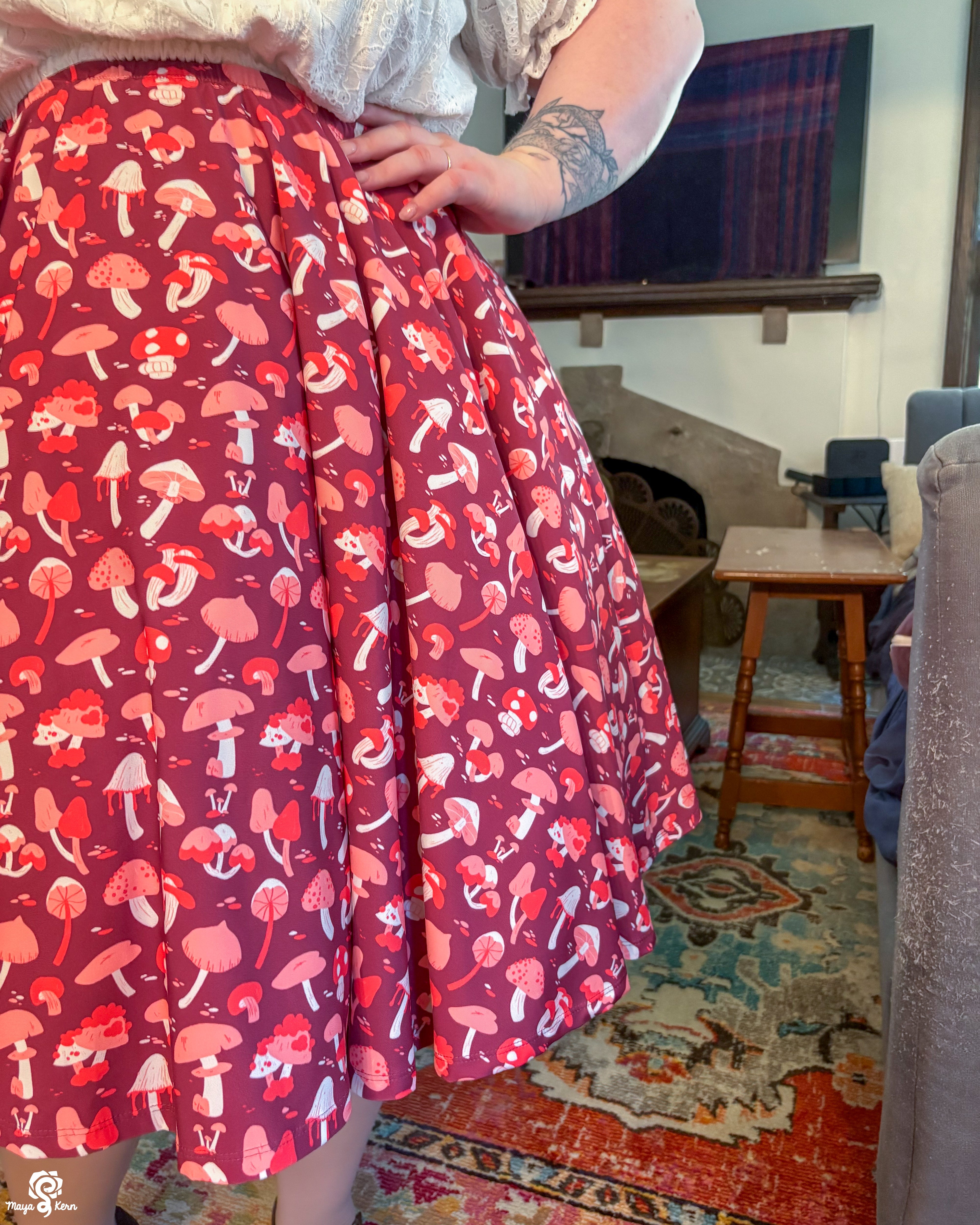 Mushroom Autumn Midi Skirt