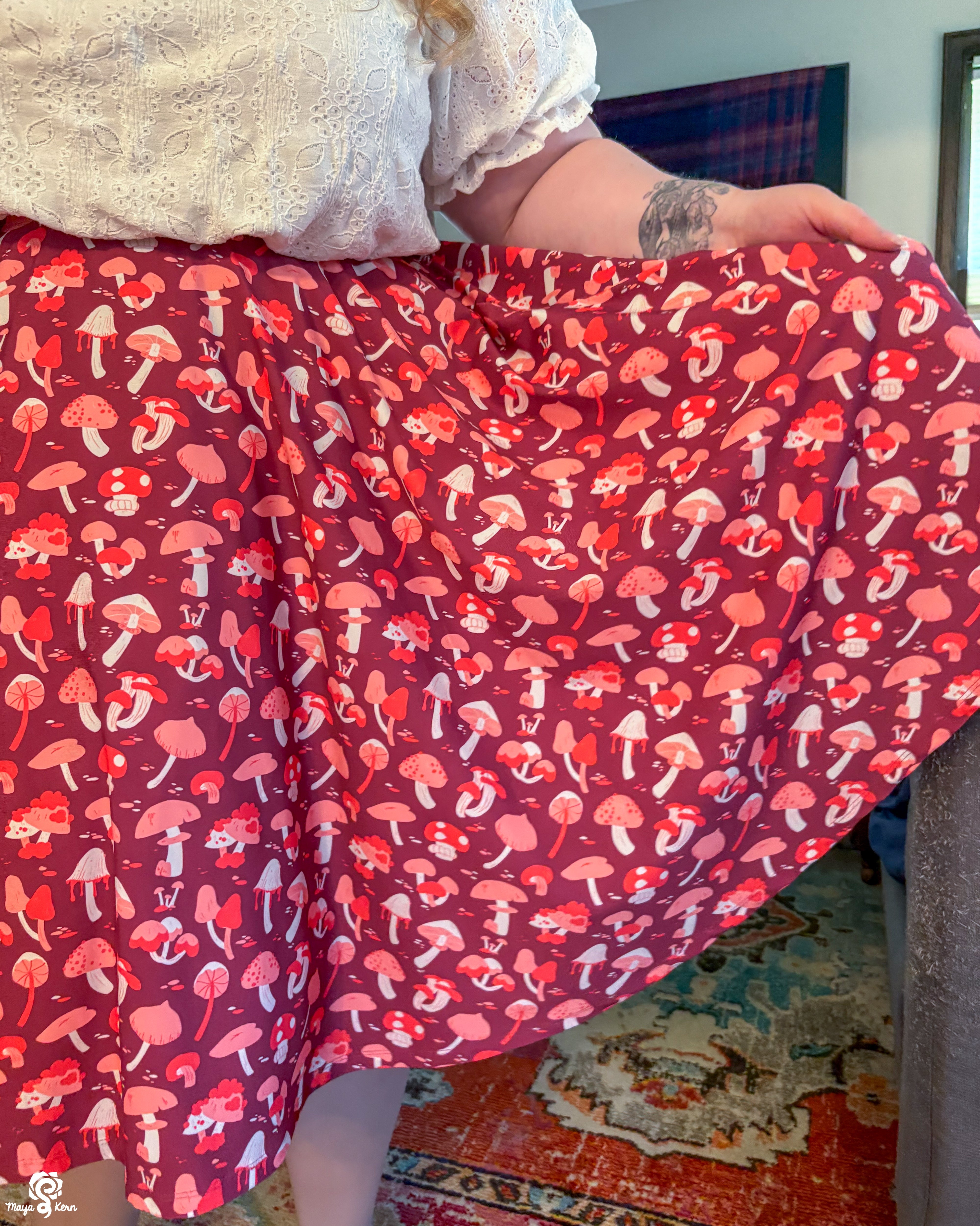 Mushroom Autumn Midi Skirt