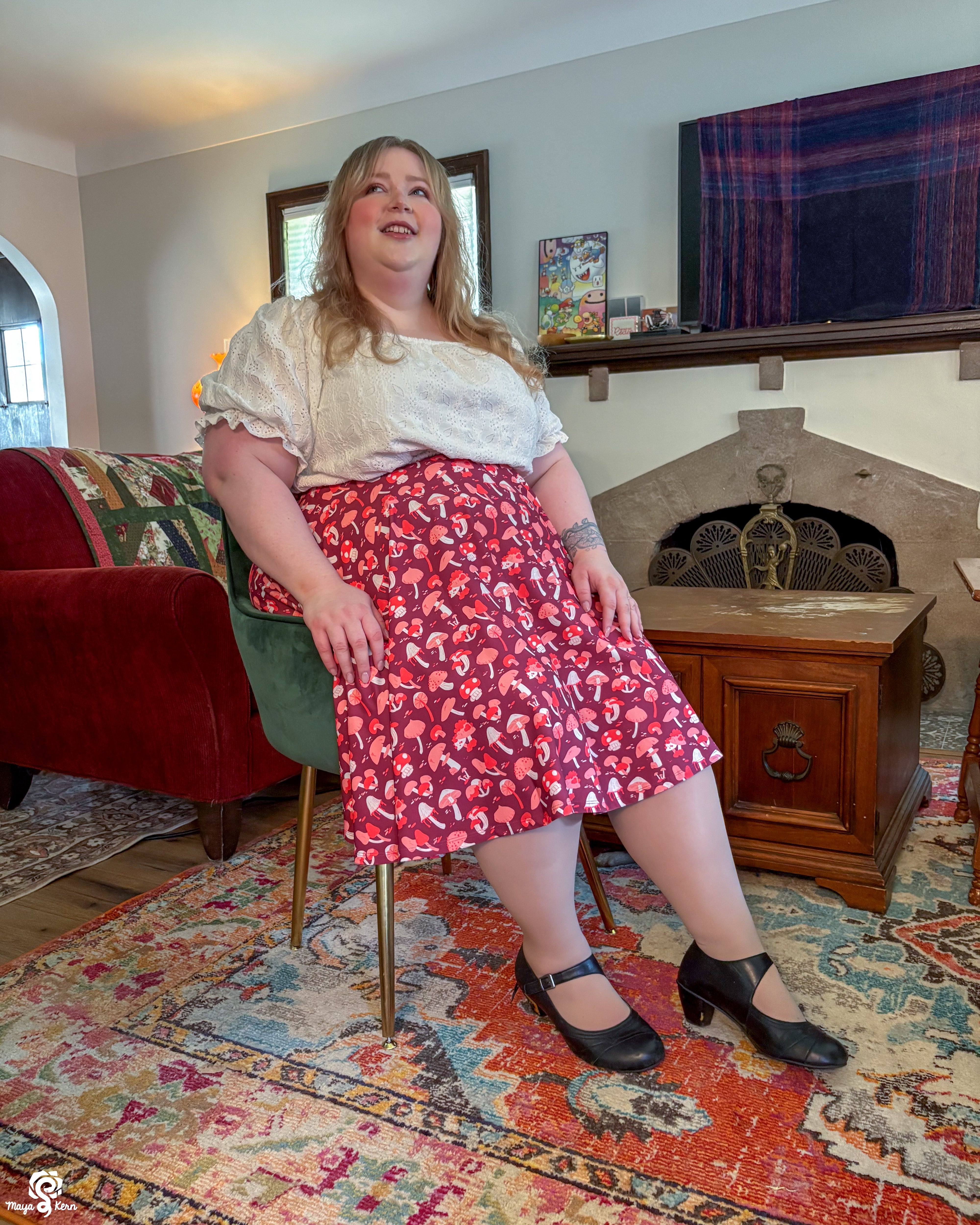 Mushroom Autumn Midi Skirt