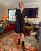 [PREORDER] Black Cotton Button-Up Dress