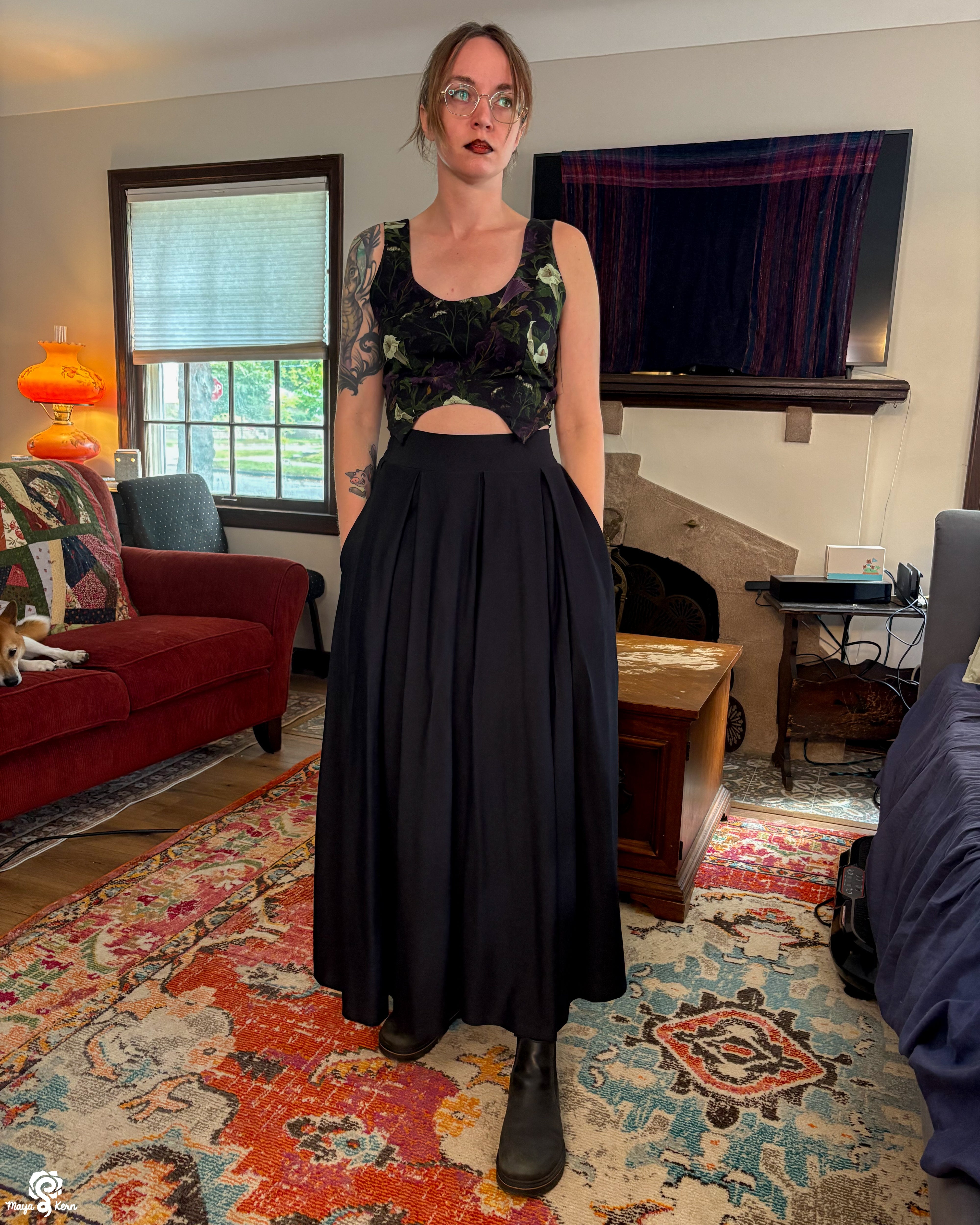 [PREORDER] Black Cotton Pleated Maxi Skirt