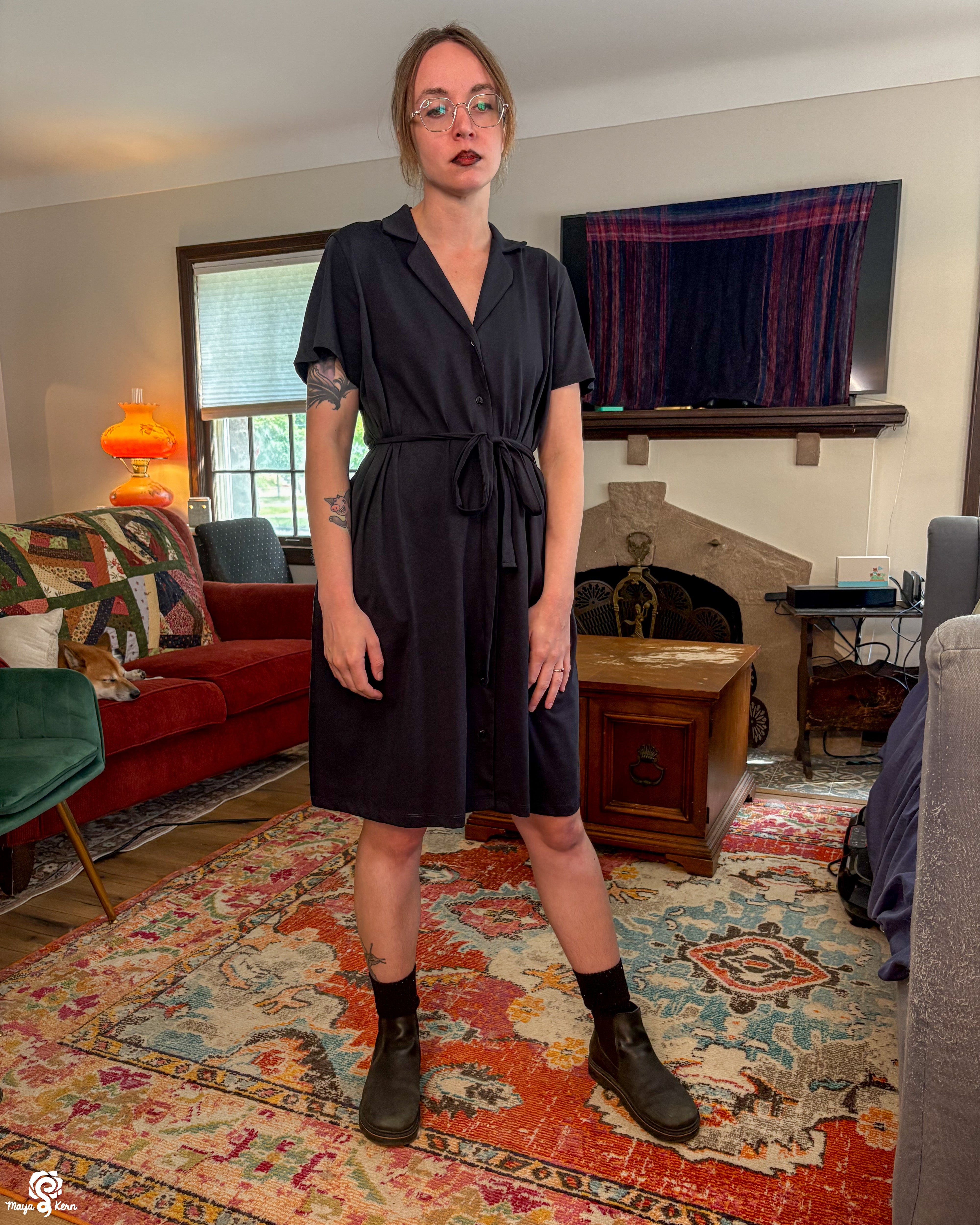 [PREORDER] Black Cotton Button-Up Dress