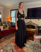 [PREORDER] Black Cotton Pleated Maxi Skirt