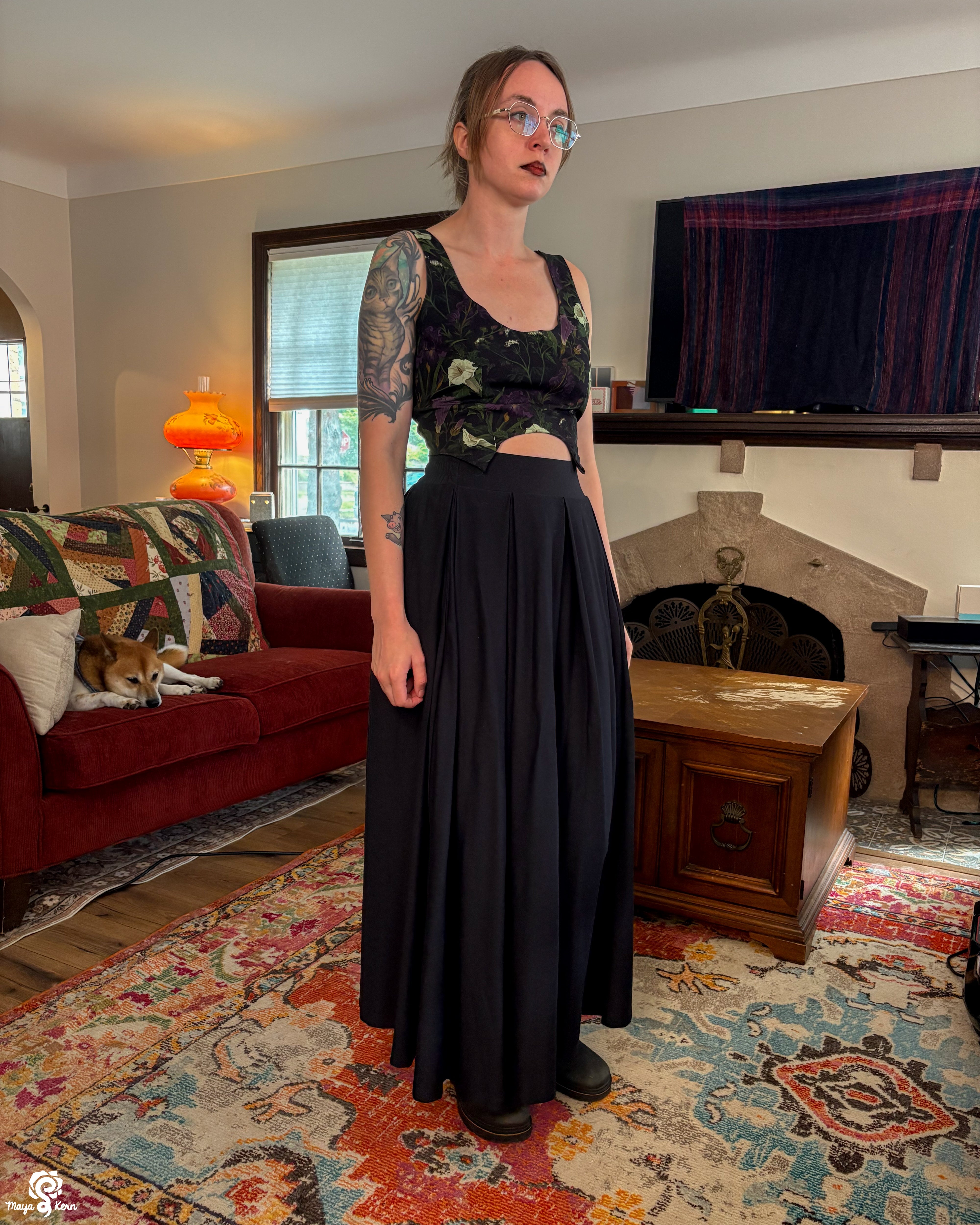 [PREORDER] Black Cotton Pleated Maxi Skirt