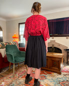 [PREORDER] Black Cotton Pleated Midi Skirt