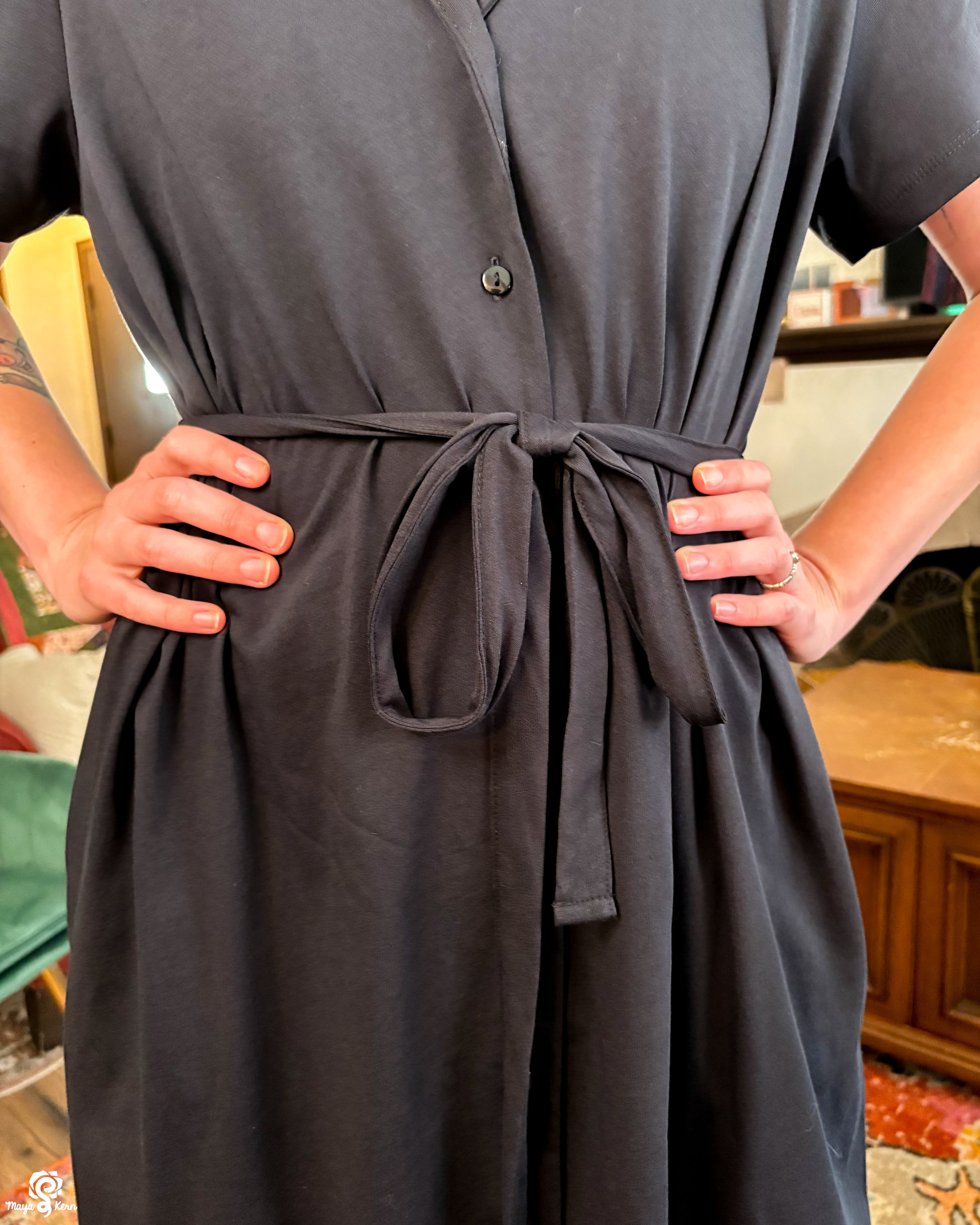 [PREORDER] Black Cotton Button-Up Dress