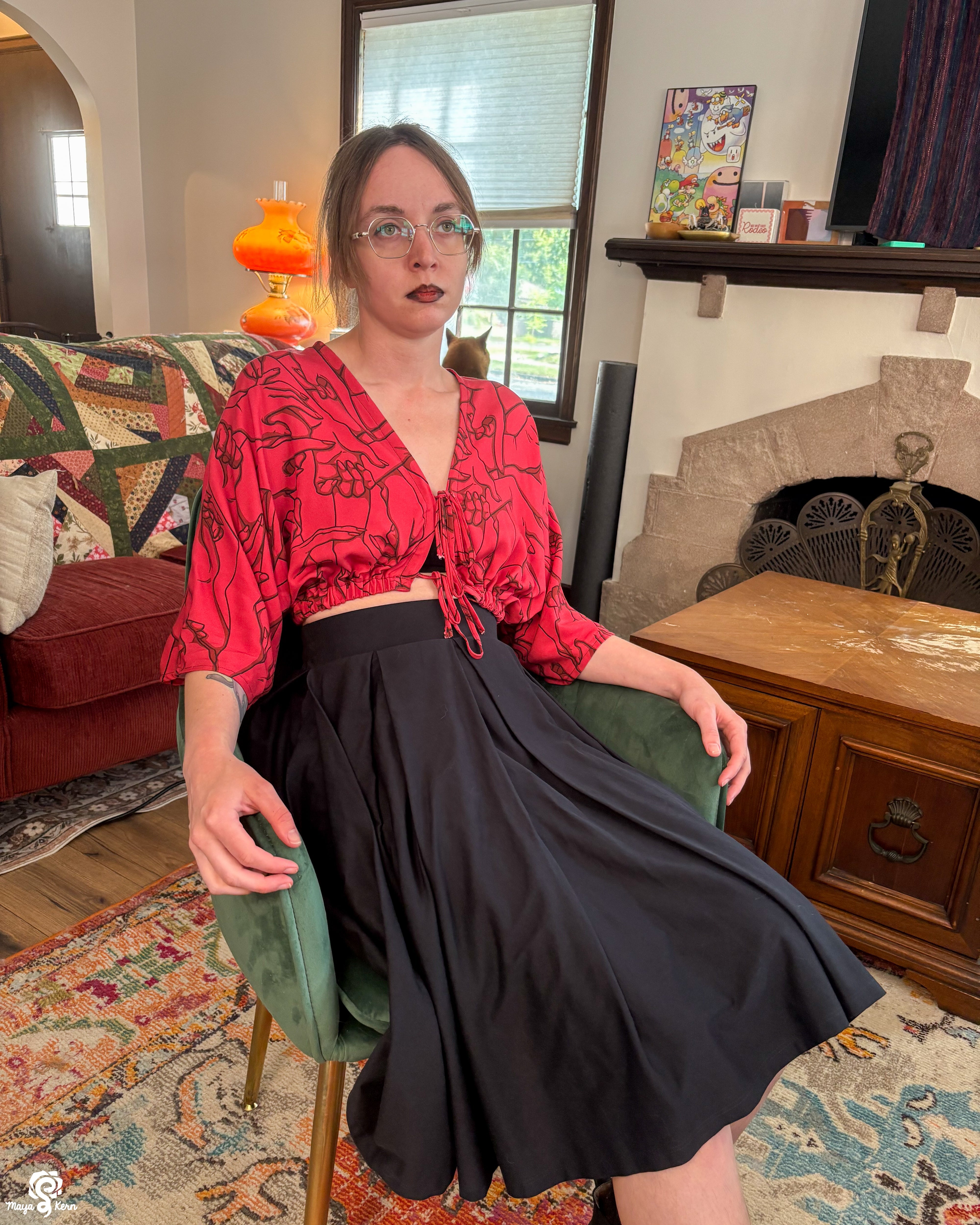[PREORDER] Black Cotton Pleated Midi Skirt