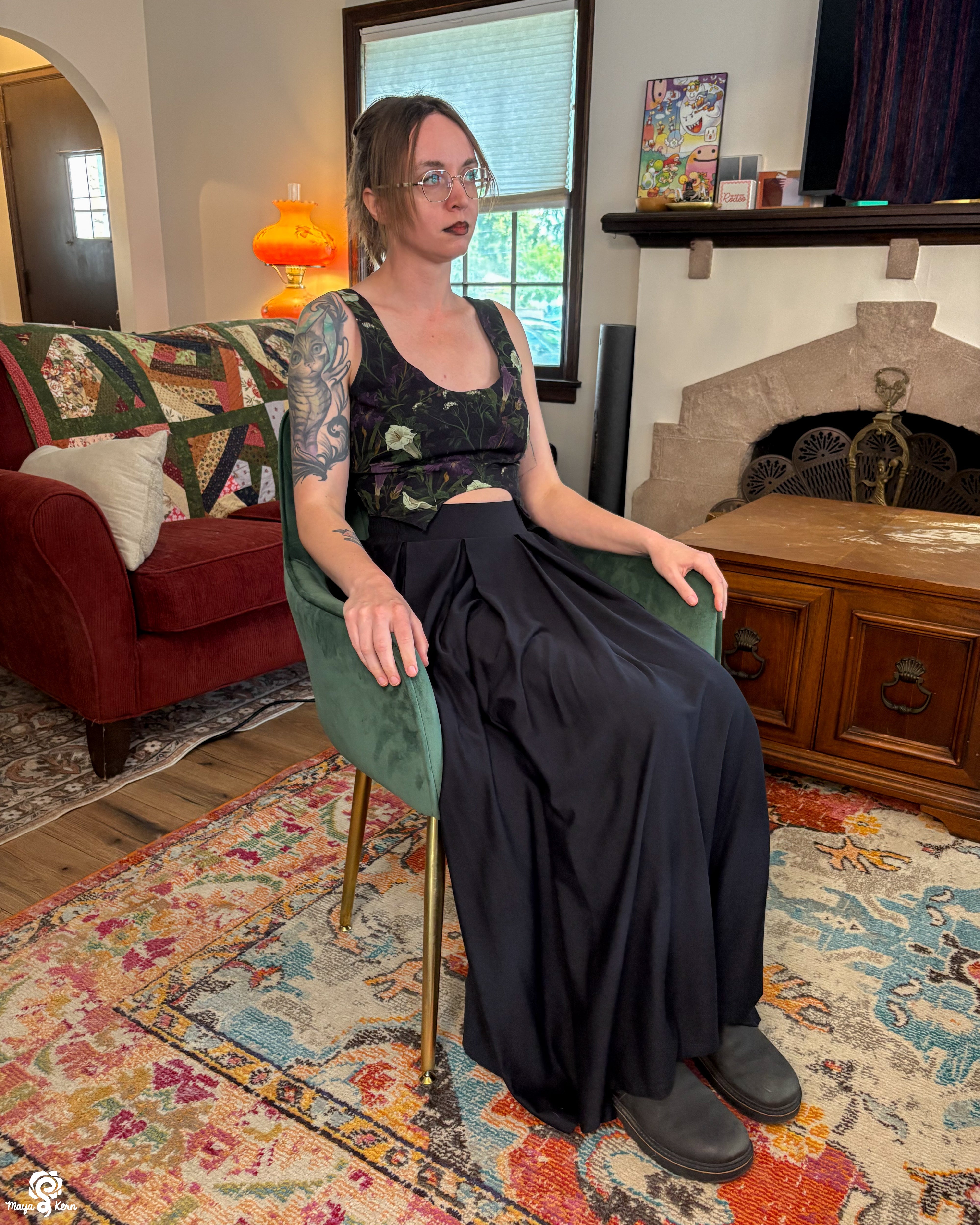 [PREORDER] Black Cotton Pleated Maxi Skirt