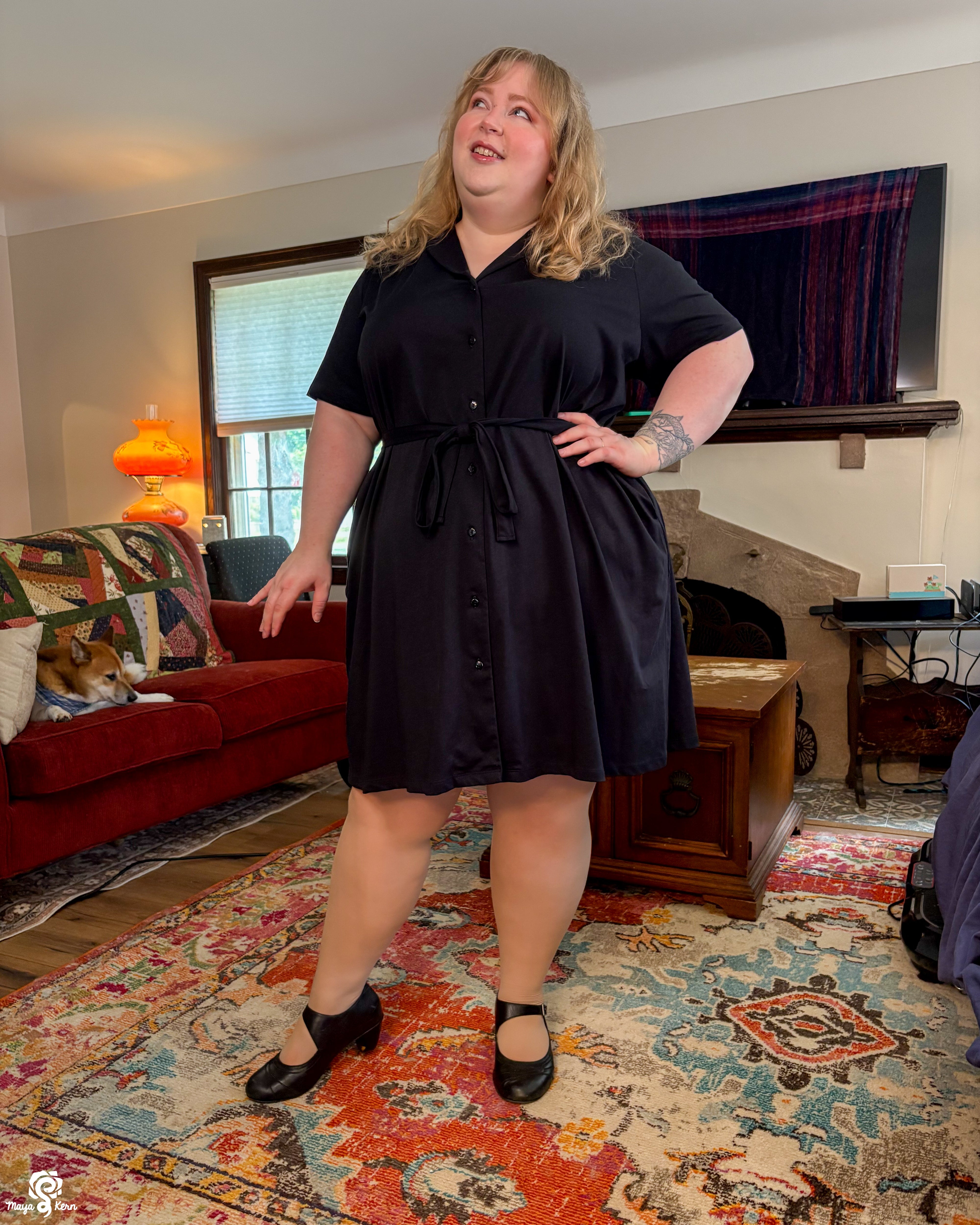 [PREORDER] Black Cotton Button-Up Dress