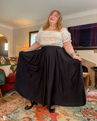 [PREORDER] Black Cotton Pleated Maxi Skirt