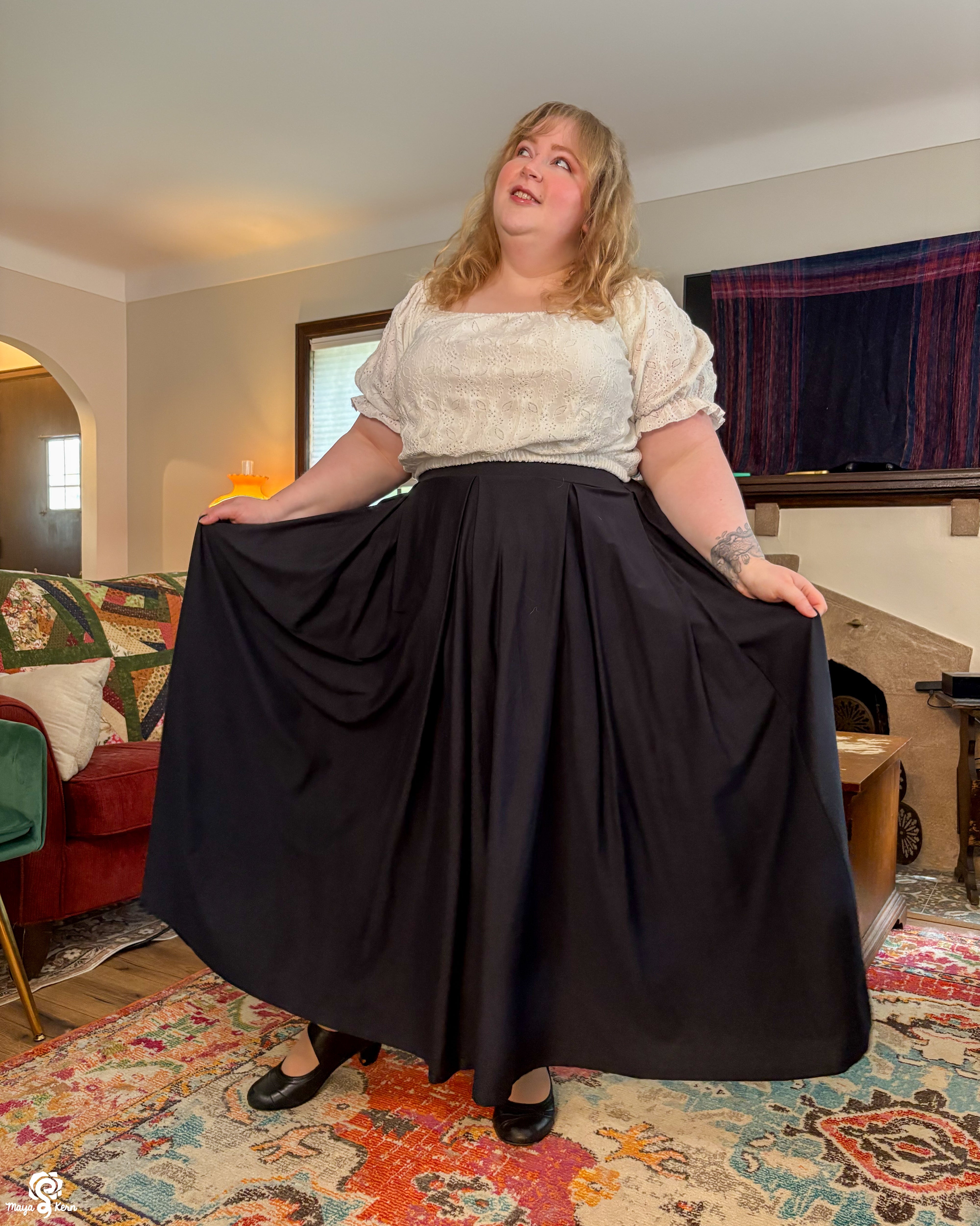 [PREORDER] Black Cotton Pleated Maxi Skirt