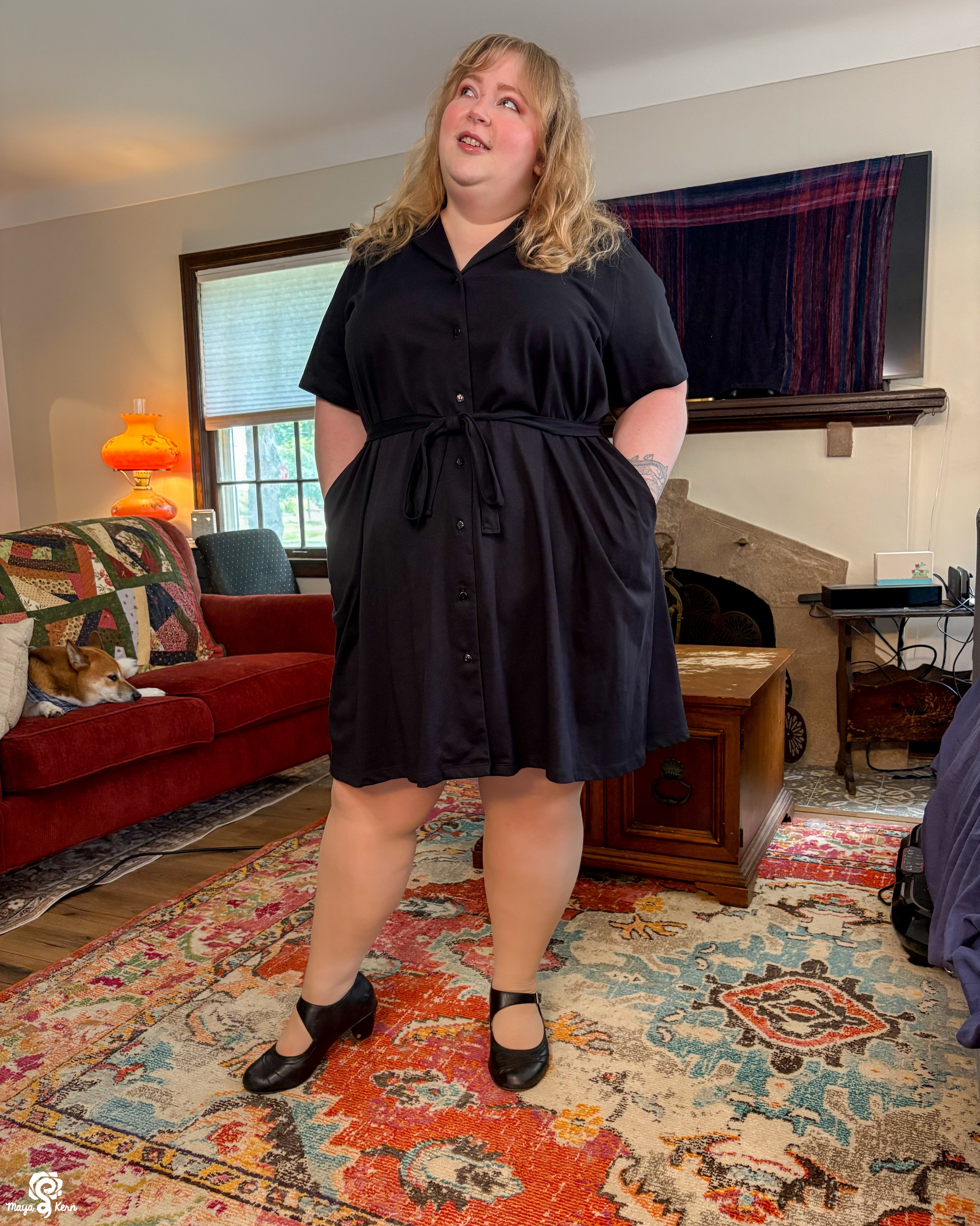 [PREORDER] Black Cotton Button-Up Dress