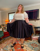 [PREORDER] Black Cotton Pleated Midi Skirt