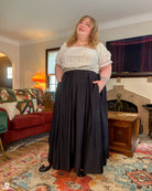[PREORDER] Black Cotton Pleated Maxi Skirt