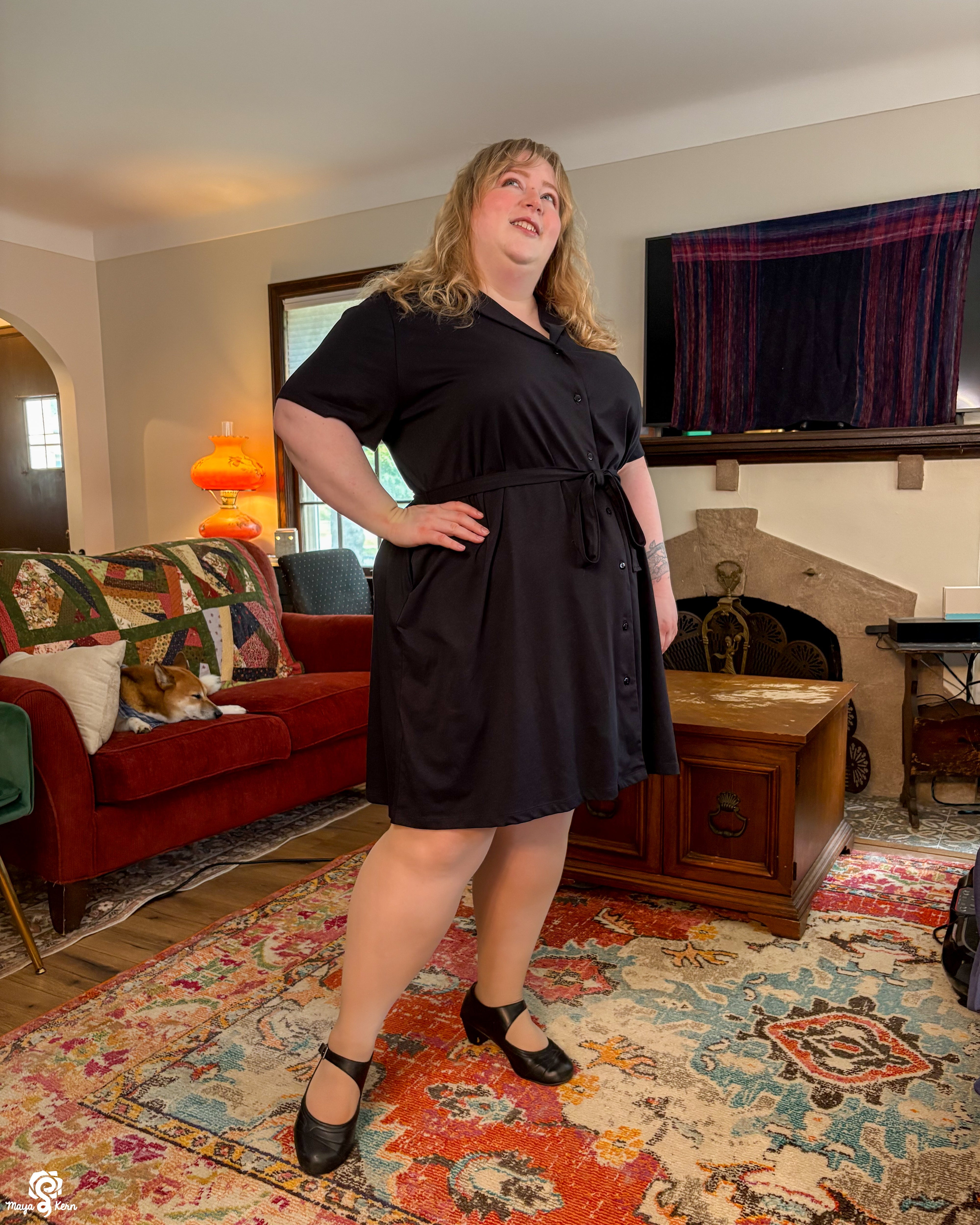[PREORDER] Black Cotton Button-Up Dress