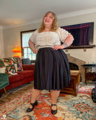[PREORDER] Black Cotton Pleated Midi Skirt