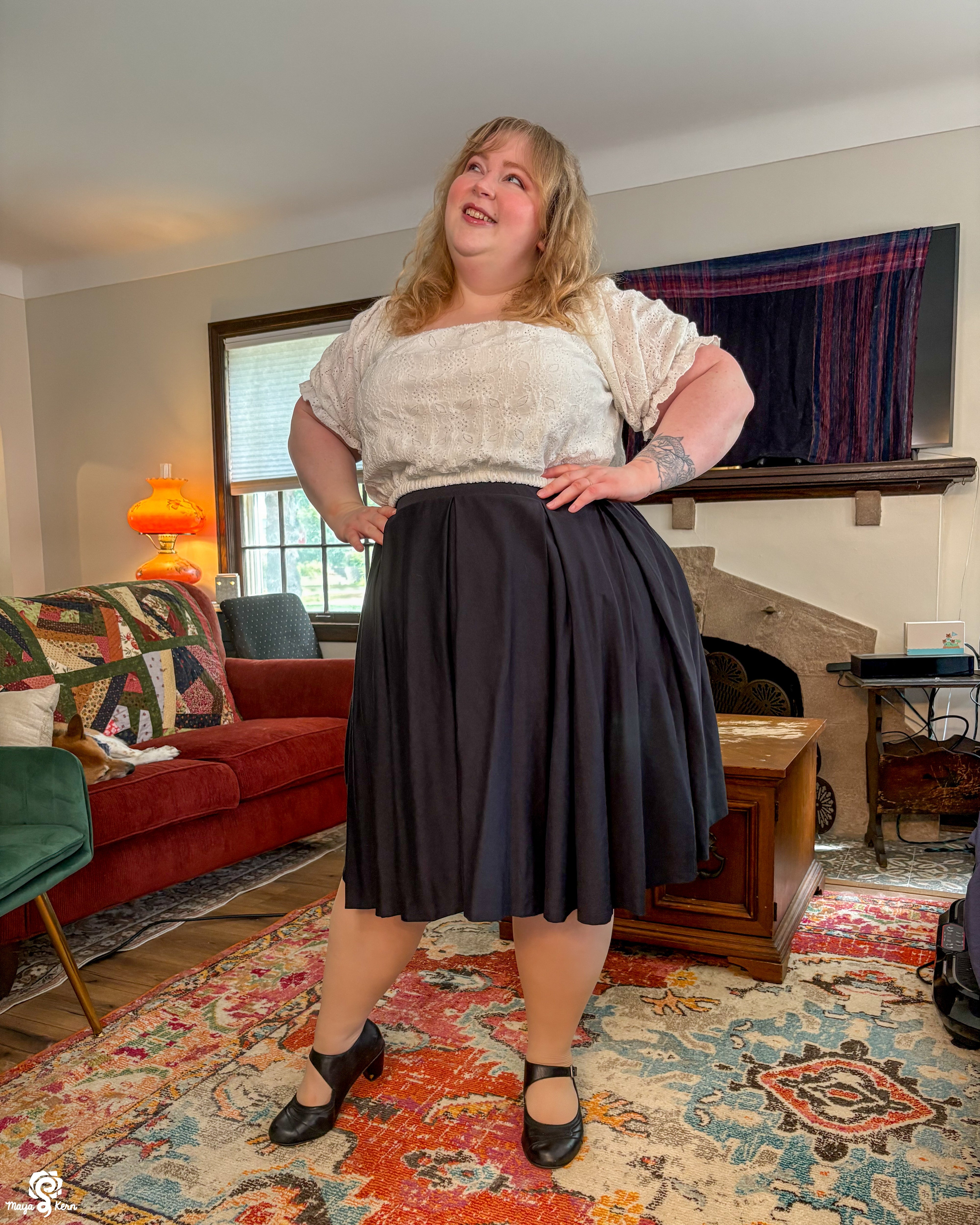 [PREORDER] Black Cotton Pleated Midi Skirt