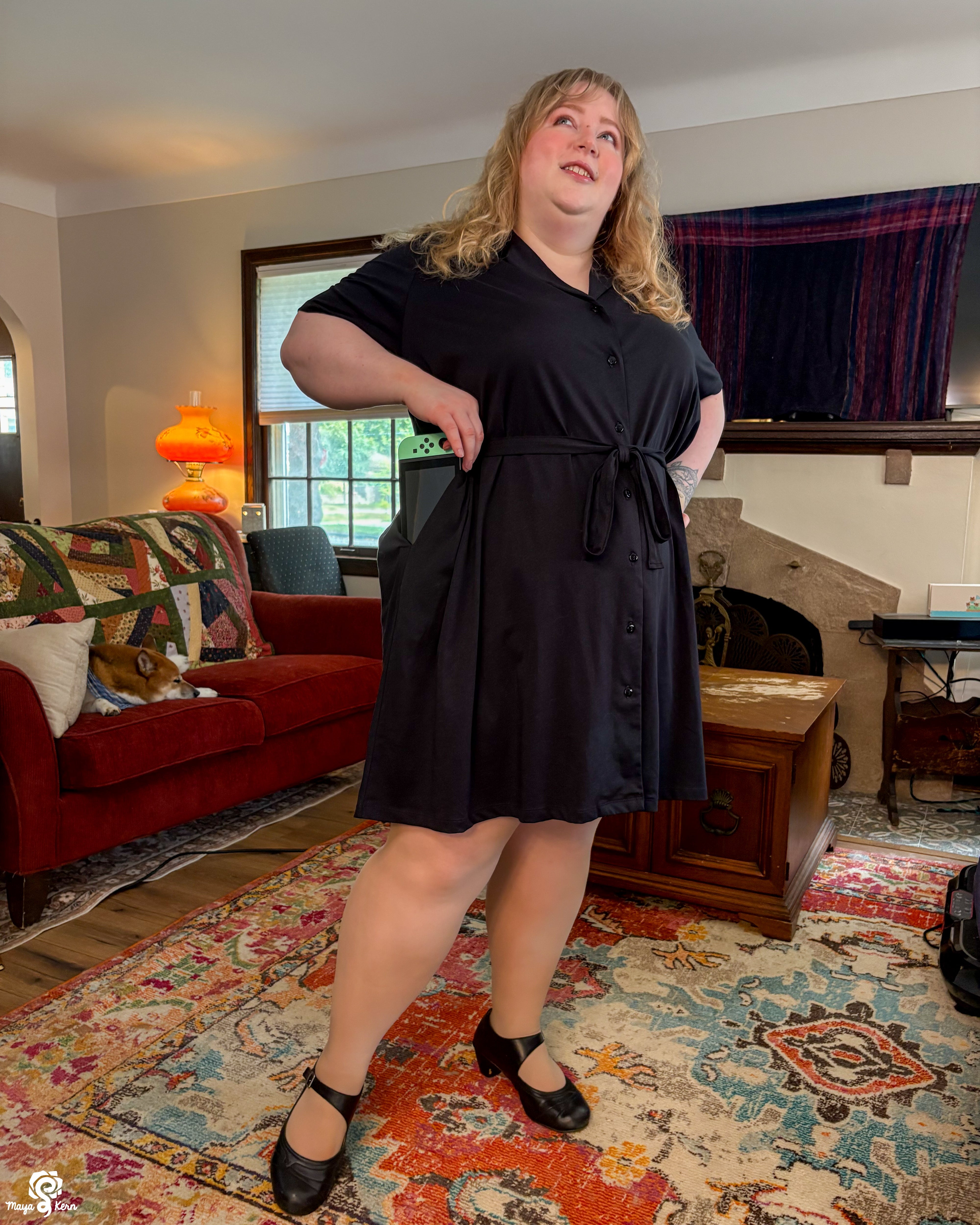 [PREORDER] Black Cotton Button-Up Dress