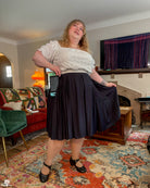 [PREORDER] Black Cotton Pleated Midi Skirt