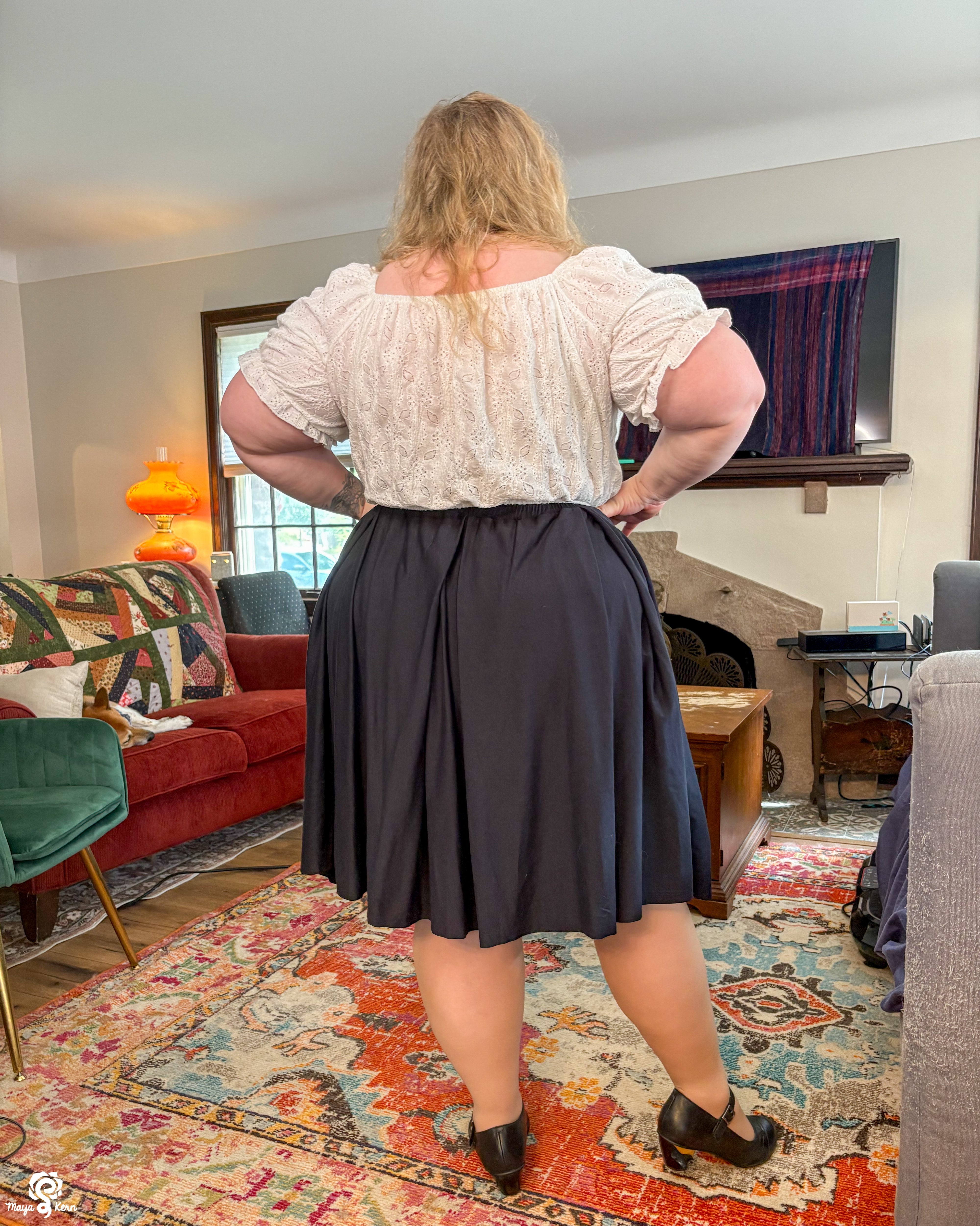 [PREORDER] Black Cotton Pleated Midi Skirt